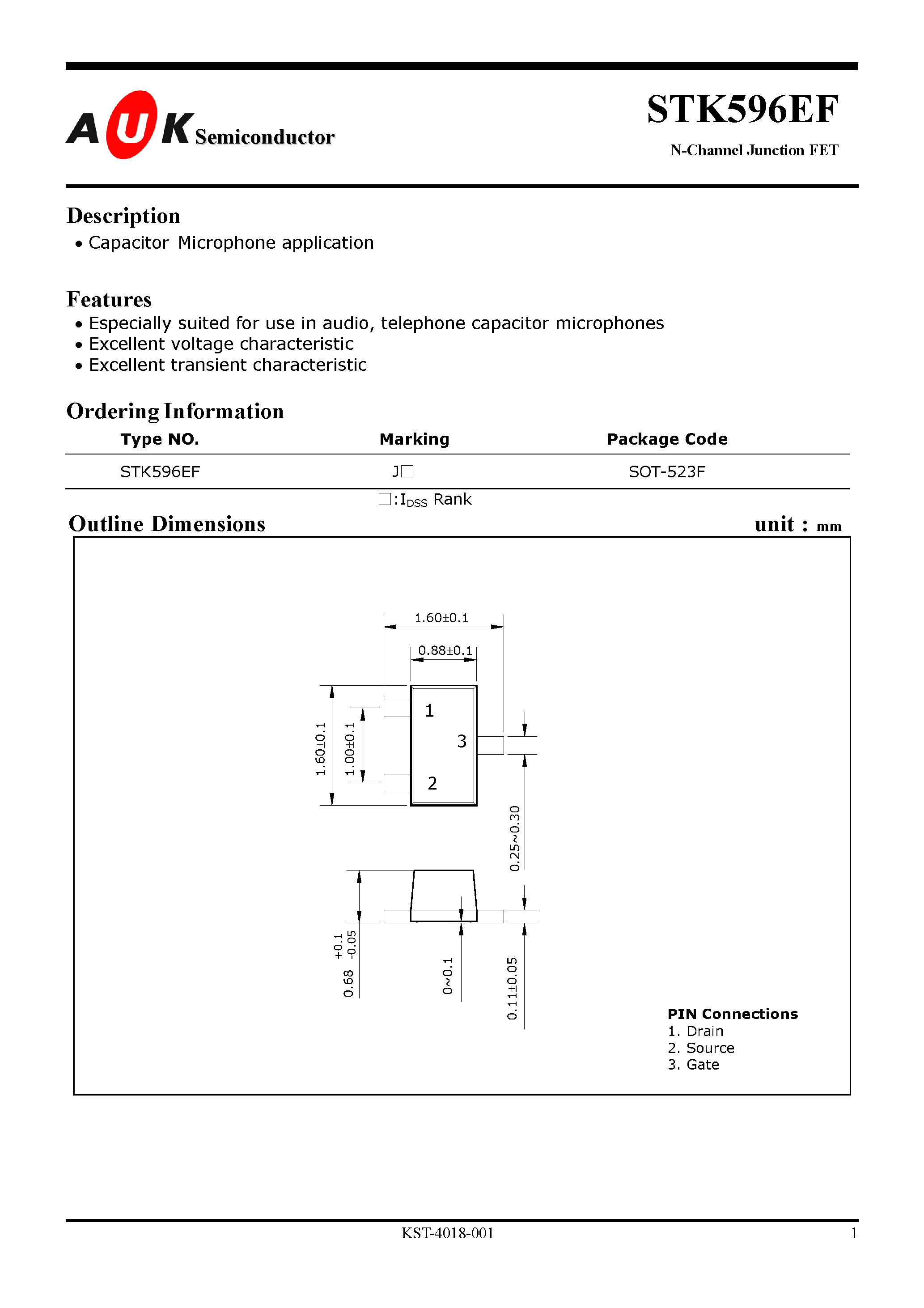 Datasheet STK596EF - N-Channel Junction FET page 1