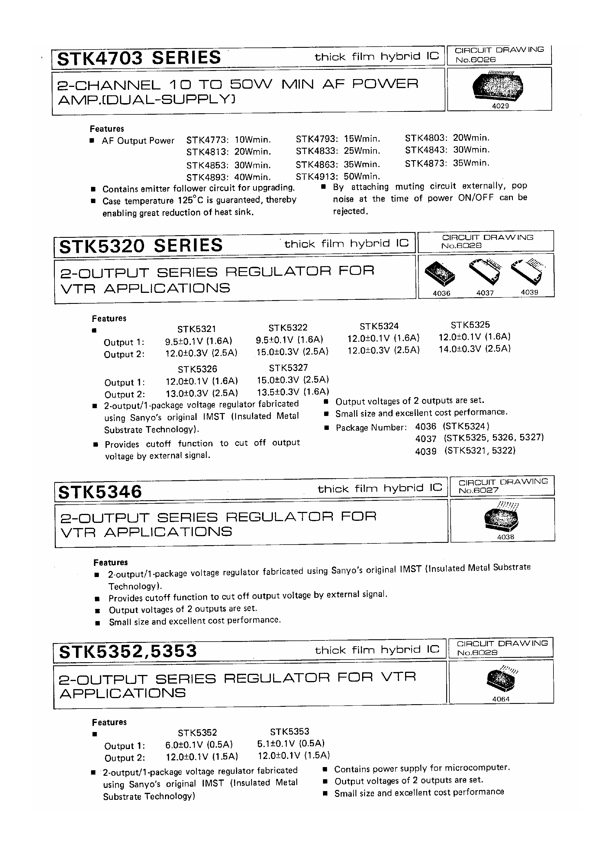 Даташит STK532x - 2 Output Series Regulator for VTR Applications страница 1