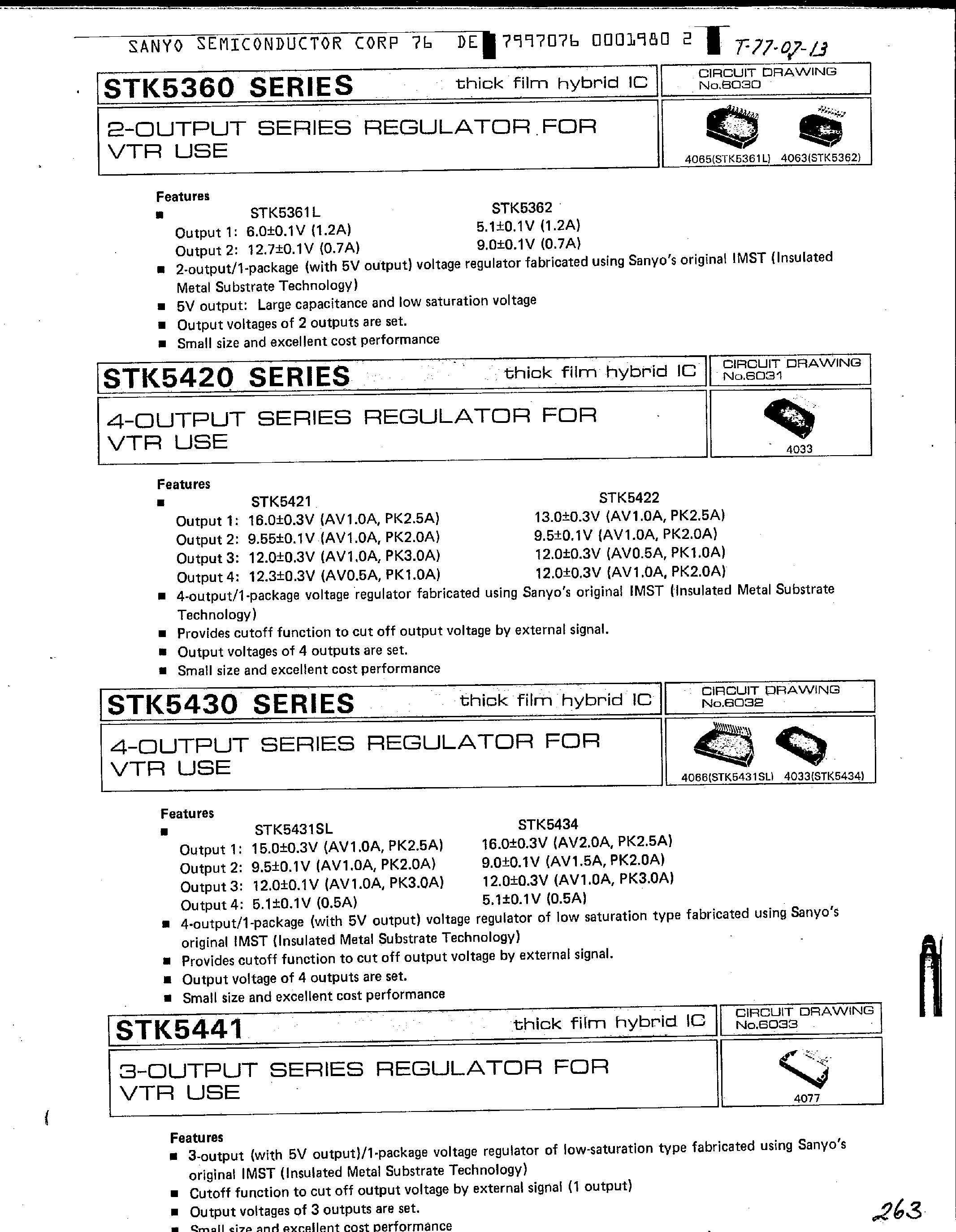 Даташит STK536x - 2 Output Series Regulator for VTR Use страница 1