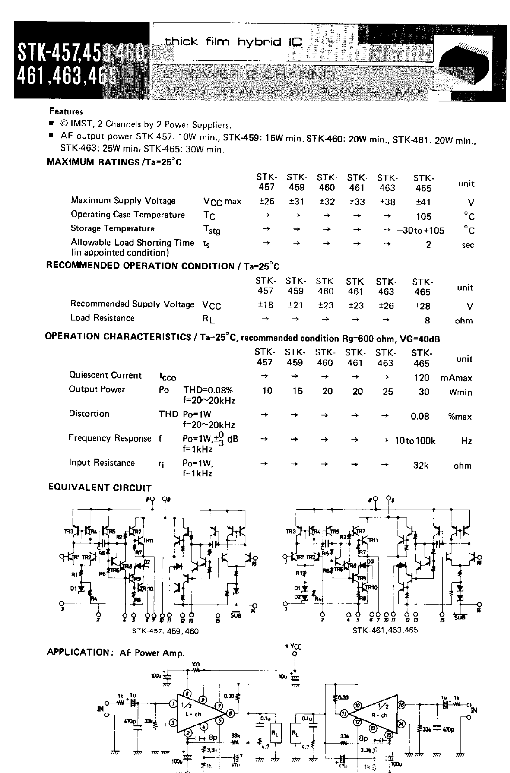 Datasheet STK465 - Thick Film Hybrid IC page 1