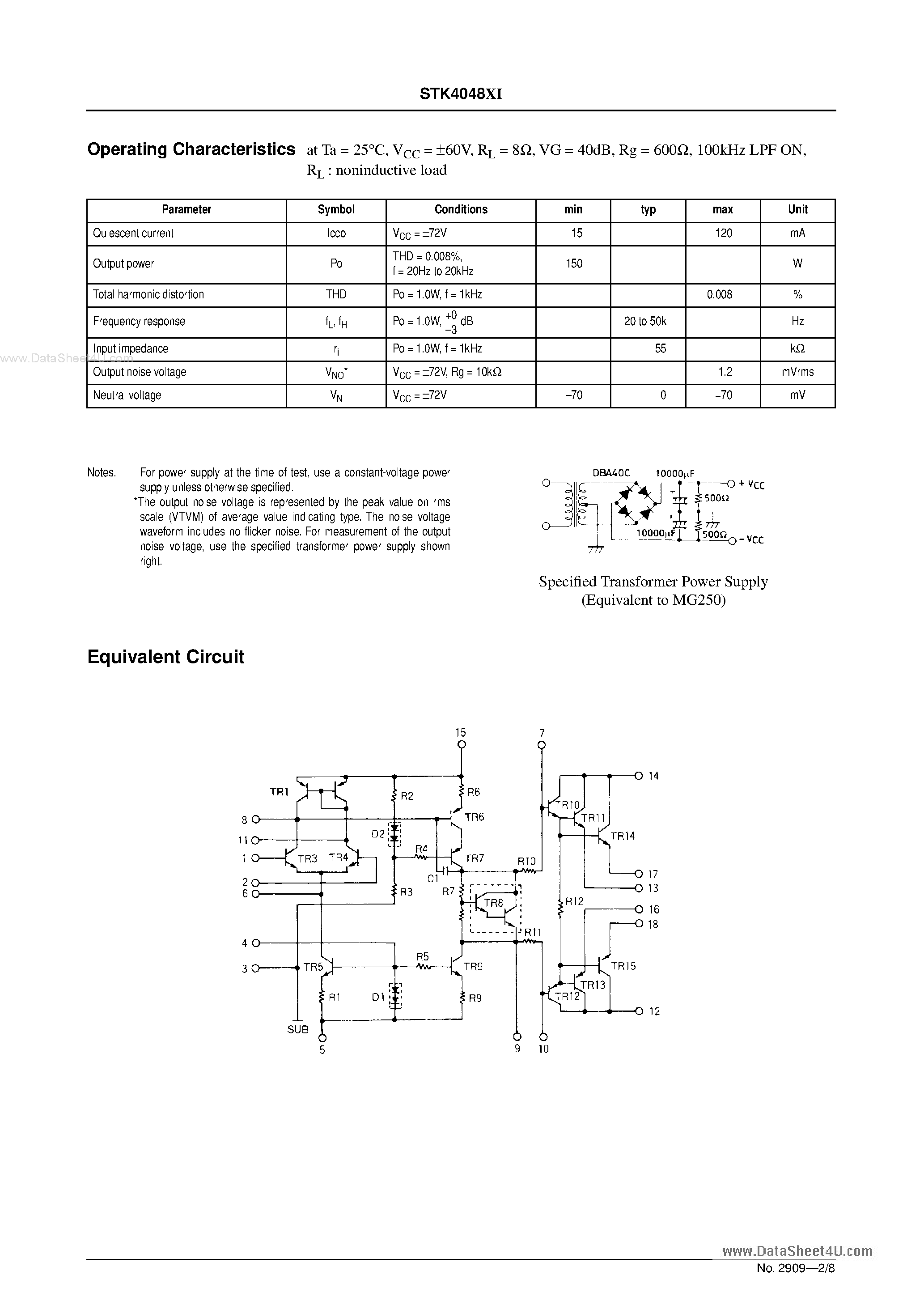 Datasheet STK4048XI - AF Power Amplifier page 2