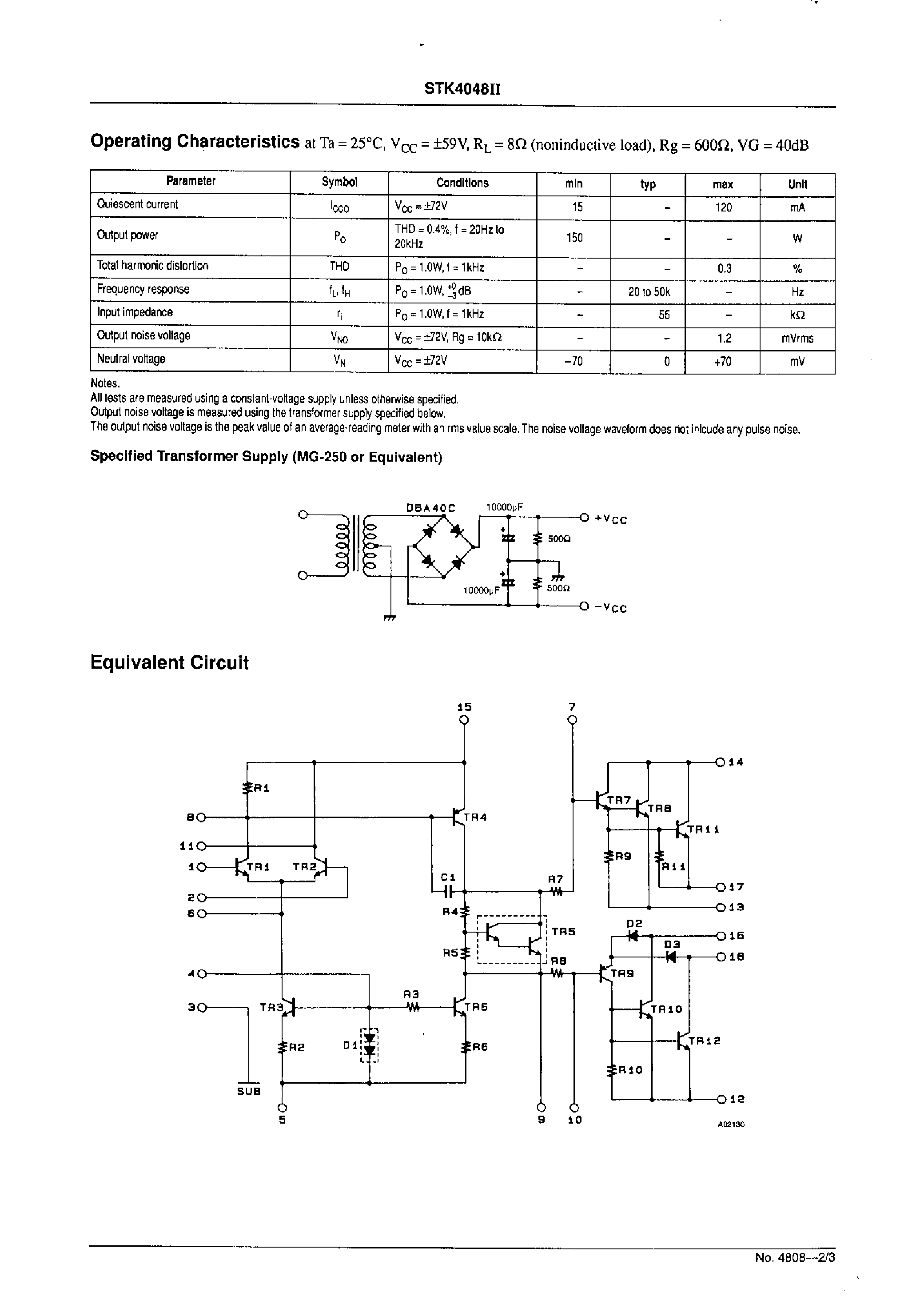 Datasheet STK4048II - AF Power Amplifier page 2