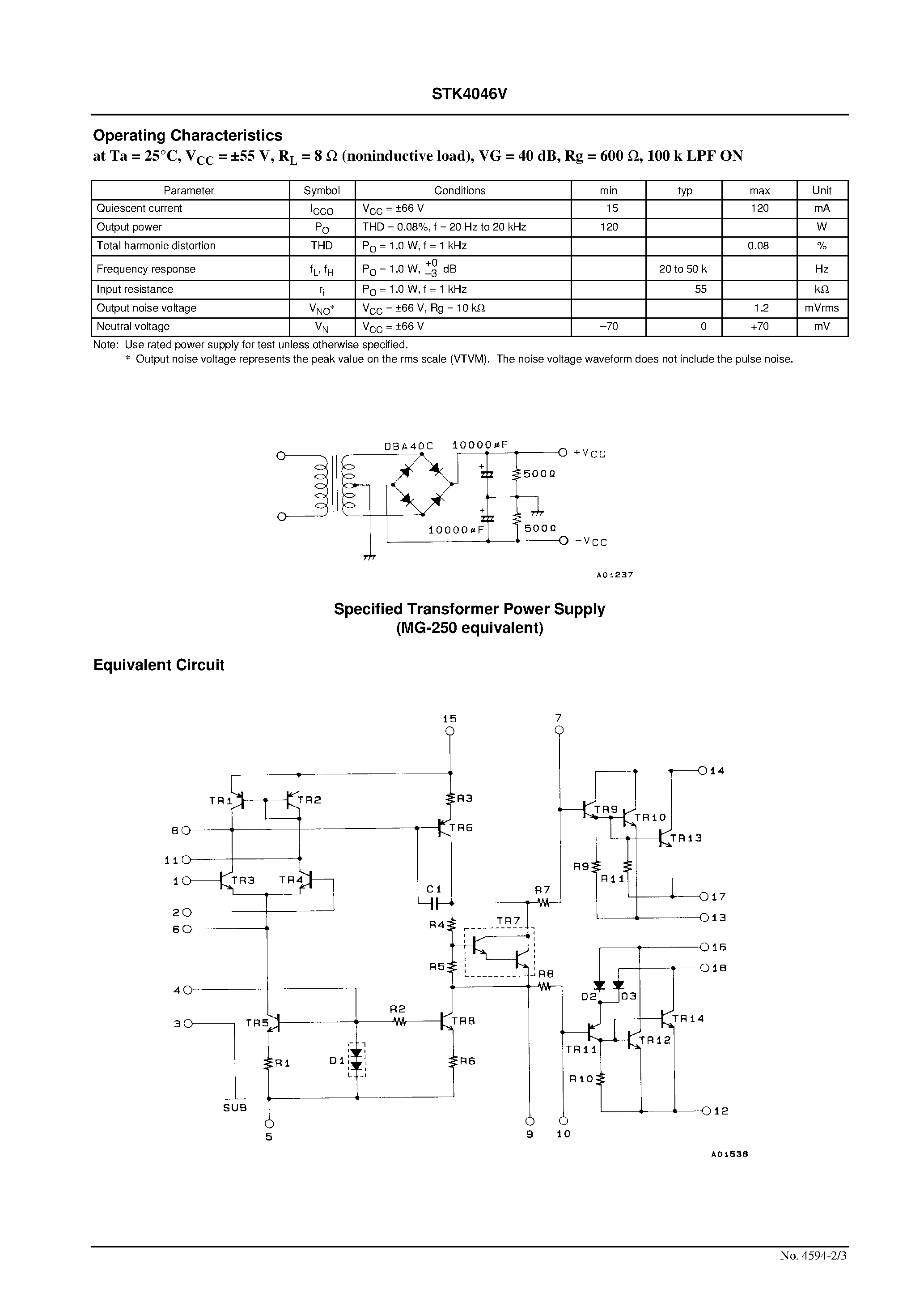 Datasheet STK4046V - AF Power Amplifier page 2