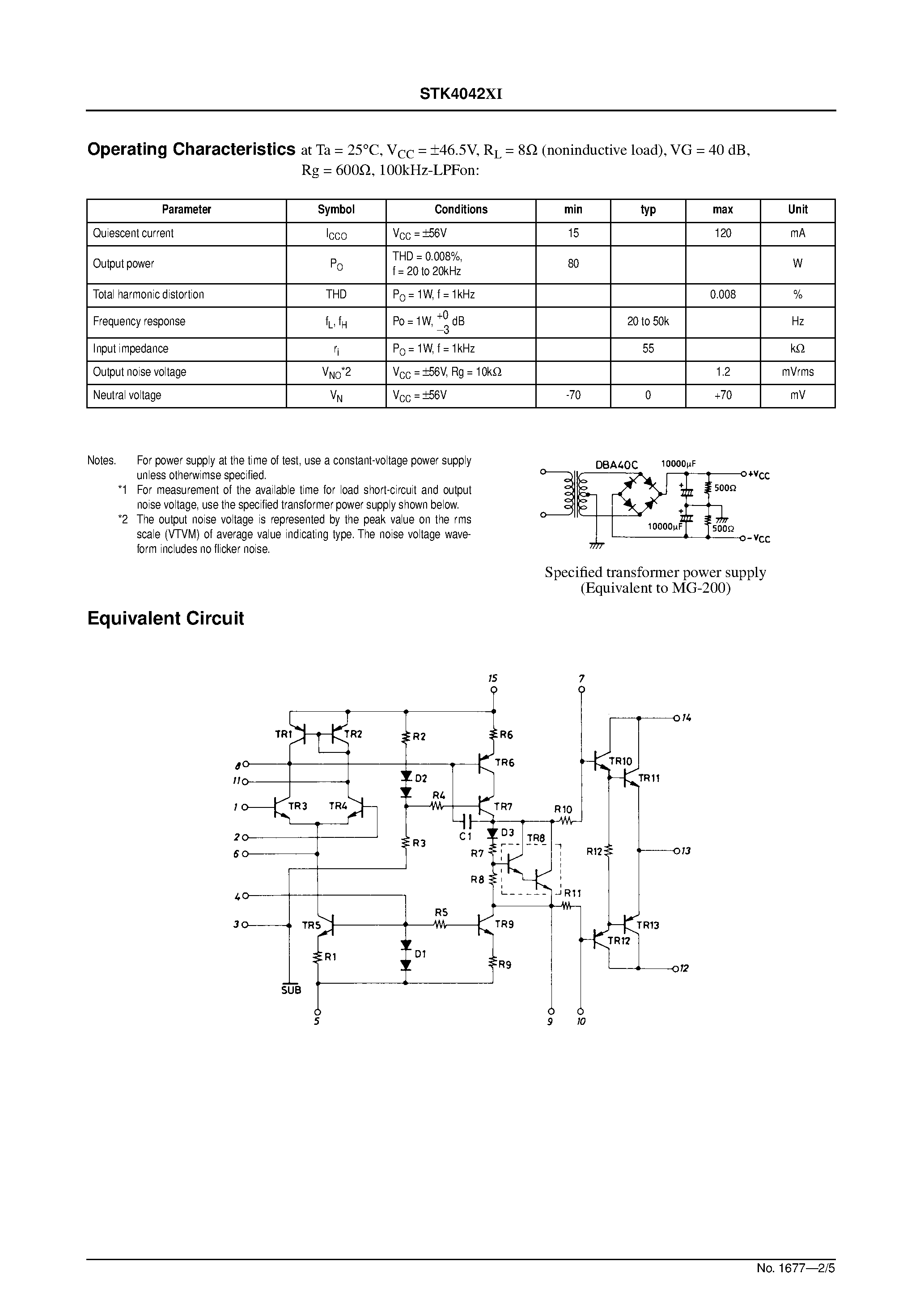 Datasheet STK4042XI - AF Power Amplifier page 2