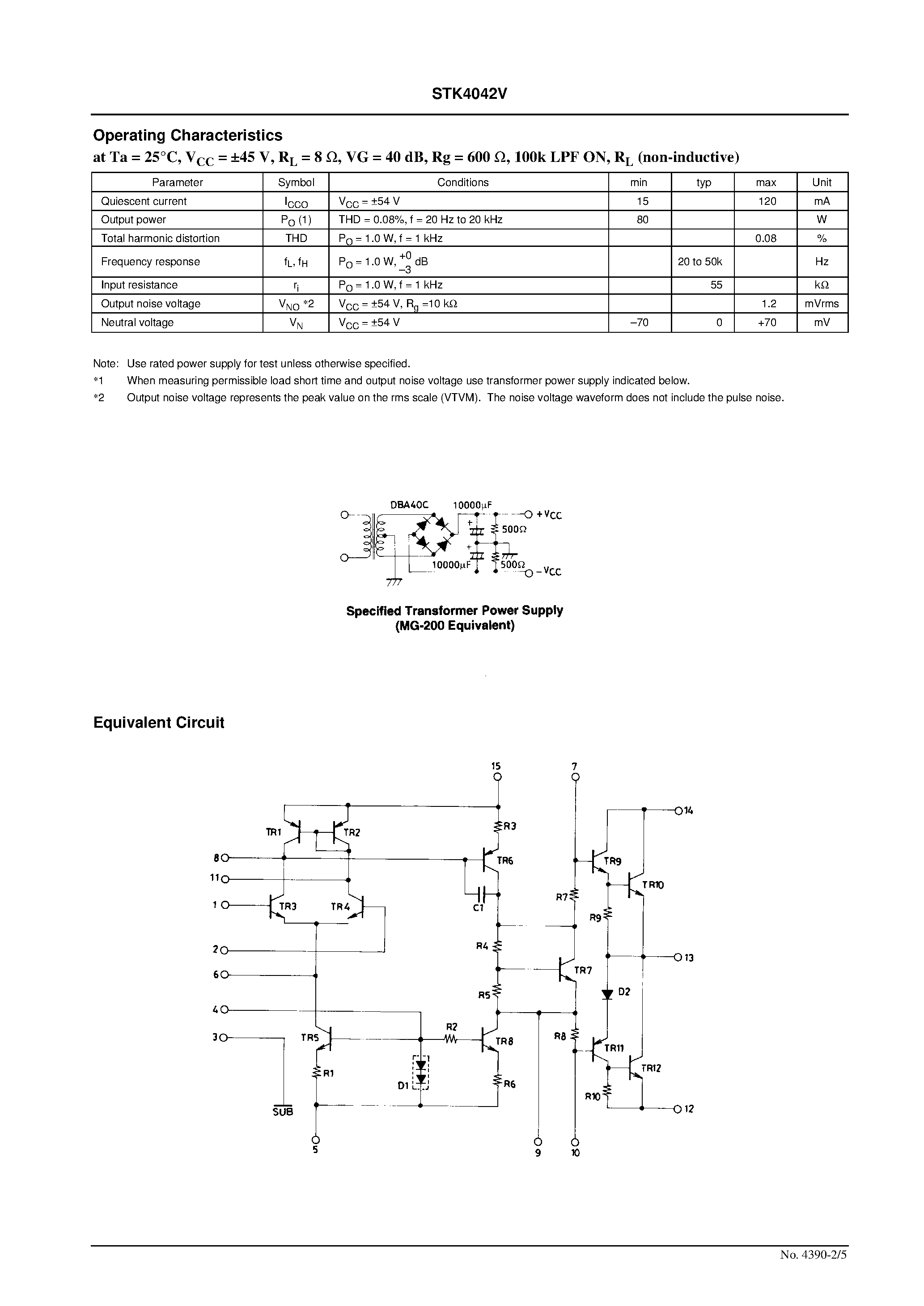 Datasheet STK4042V - AF Power Amplifier page 2