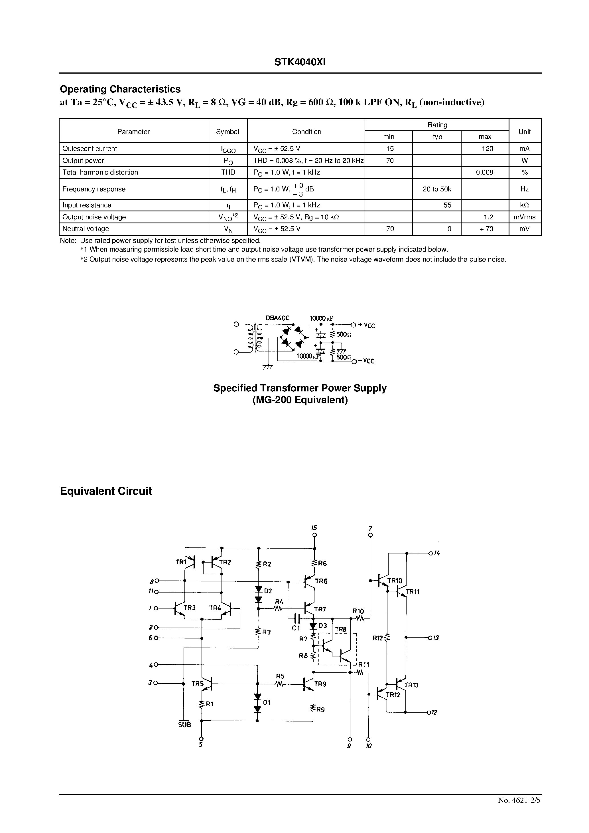 Datasheet STK4040XI - AF Power Amplifier page 2