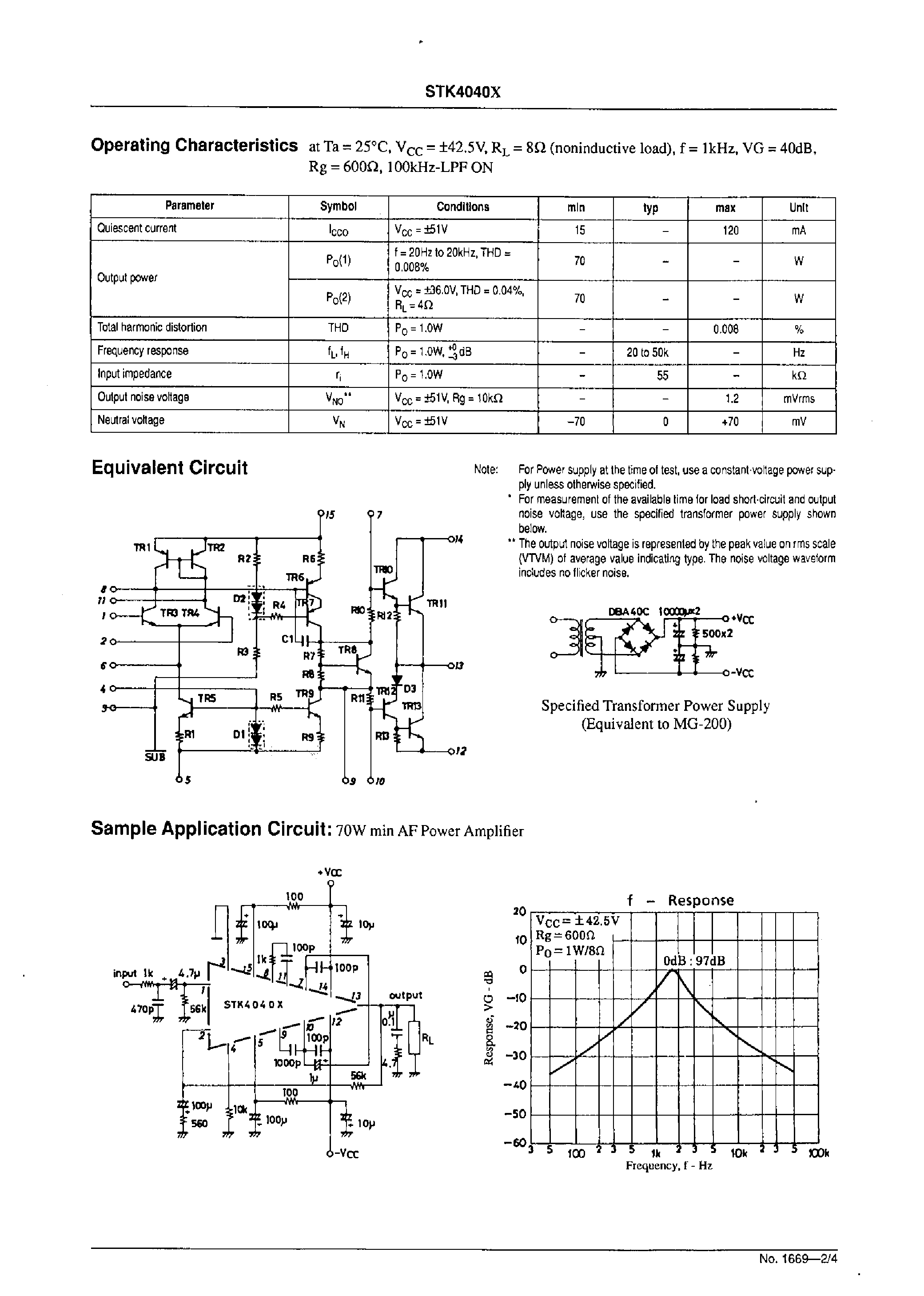 Datasheet STK4040X - AF Power Amplifier page 2