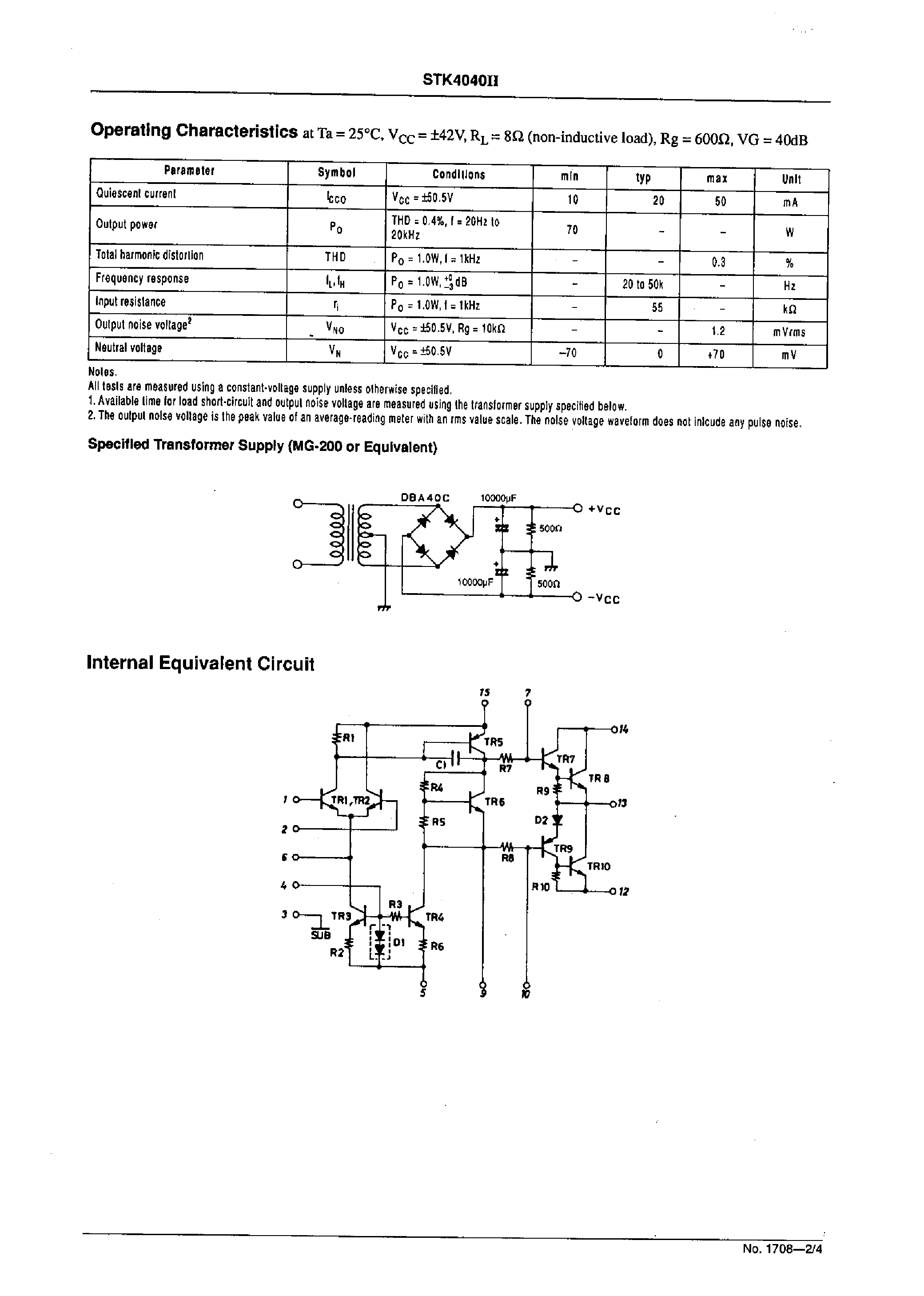 Datasheet STK4040II - AF Power Amplifier page 2