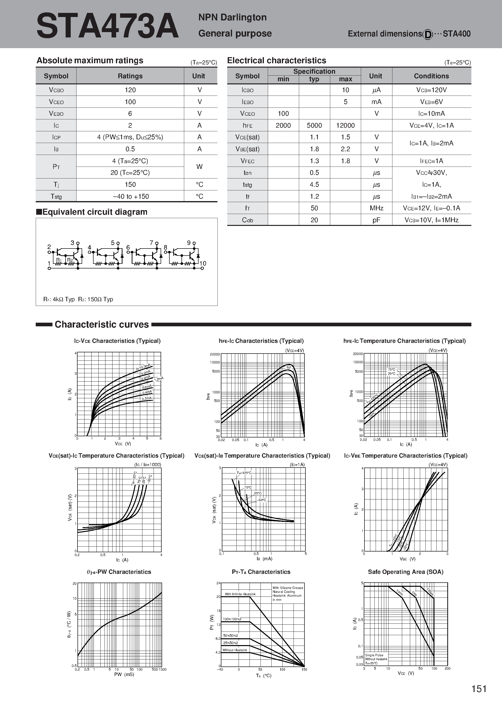 Даташит STA473A - NPN Darlington General purpose страница 1
