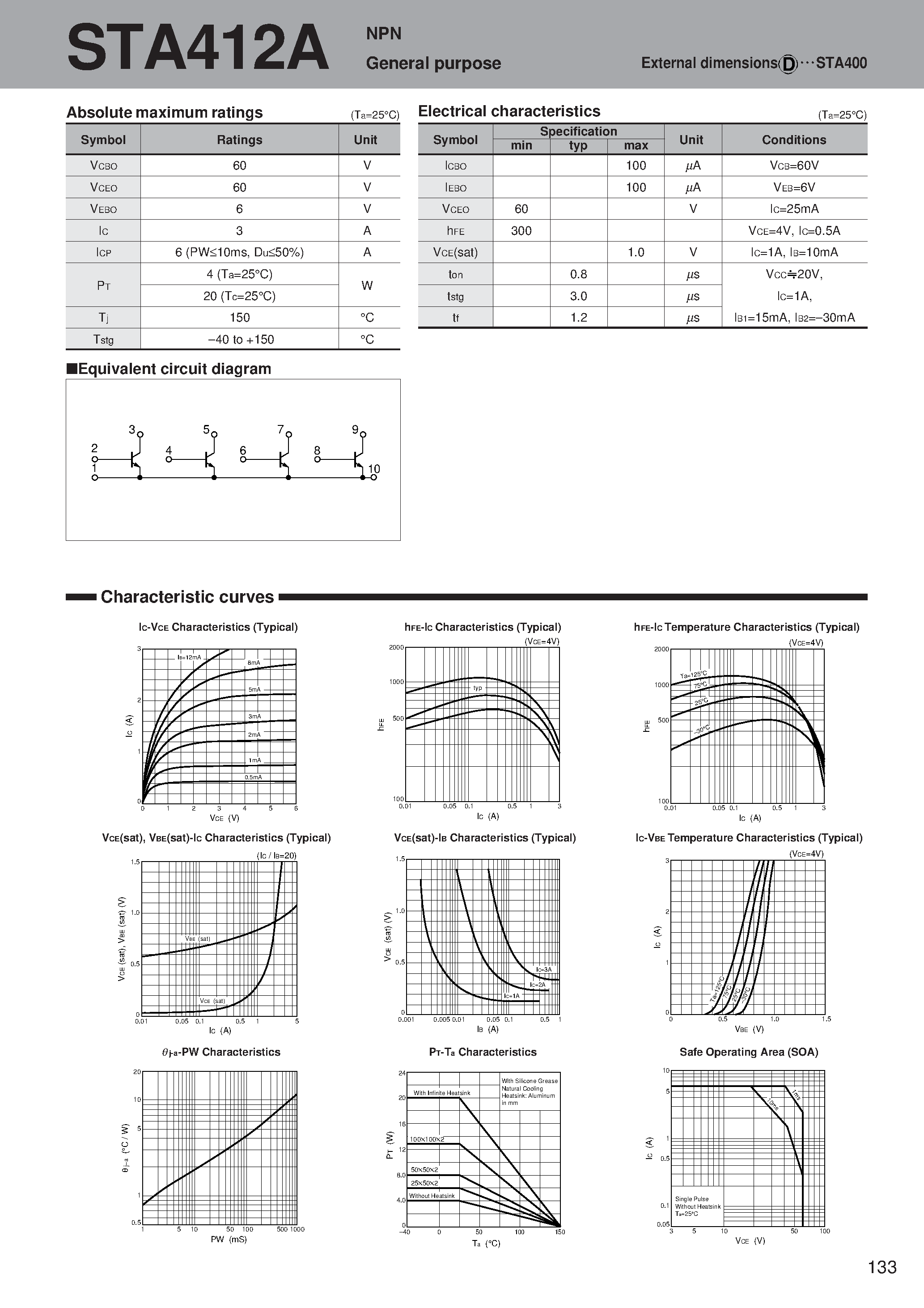 Даташит STA412A - NPN General purpose страница 1
