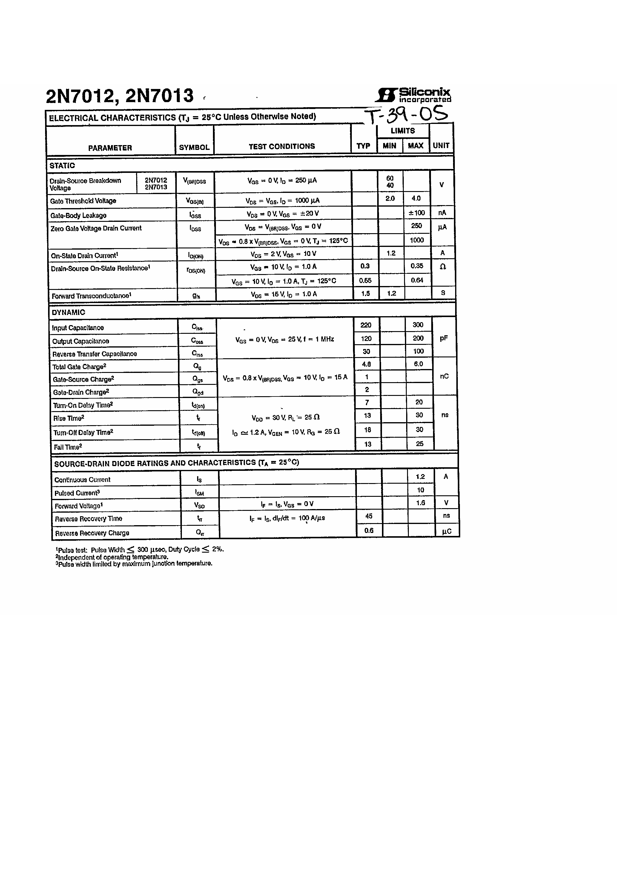 Даташит 2N7013 - N-Channel Enhancement Mode Transistors страница 2