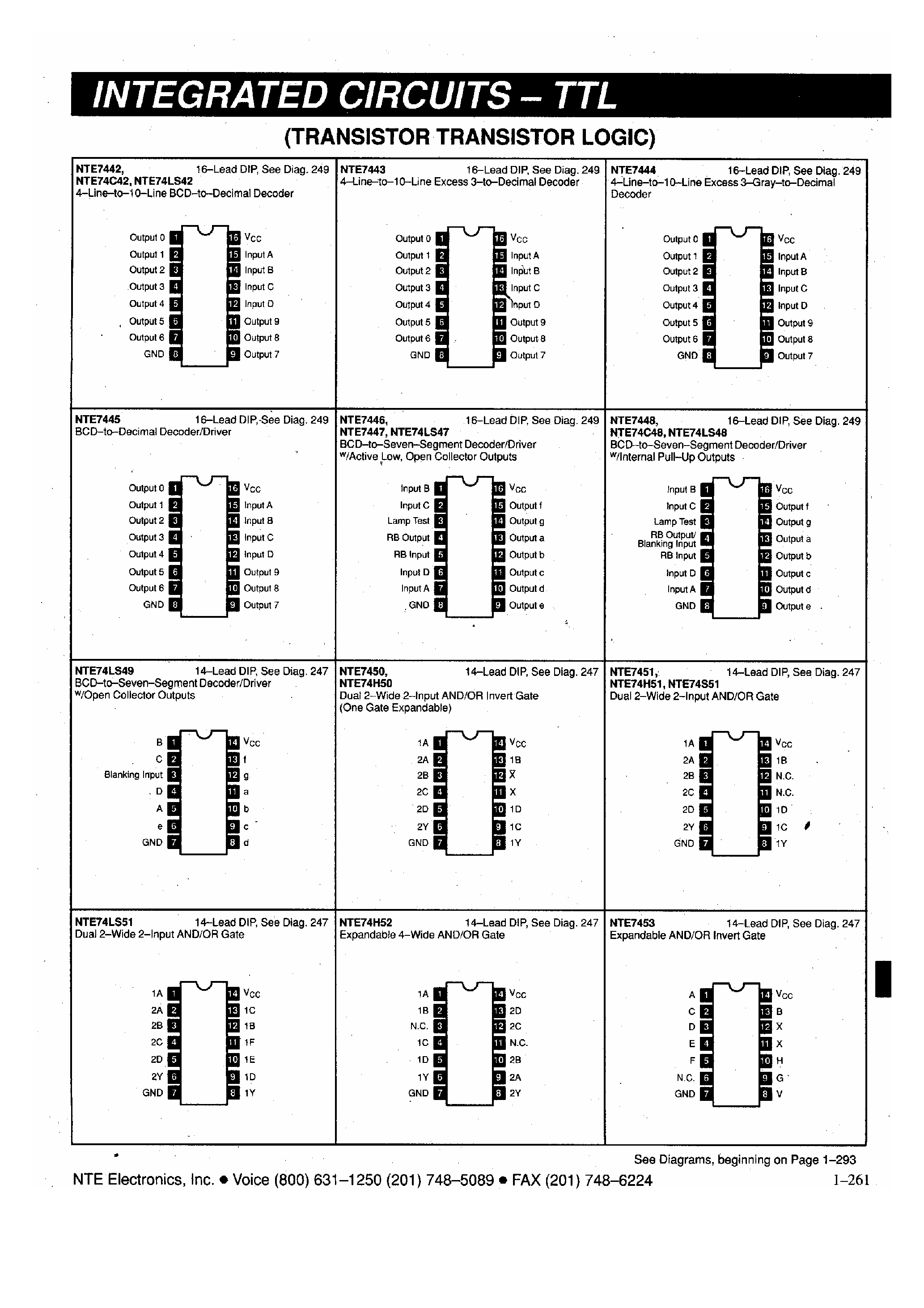 Даташит NTE74LS47 - Transistor Transistor Logic страница 1