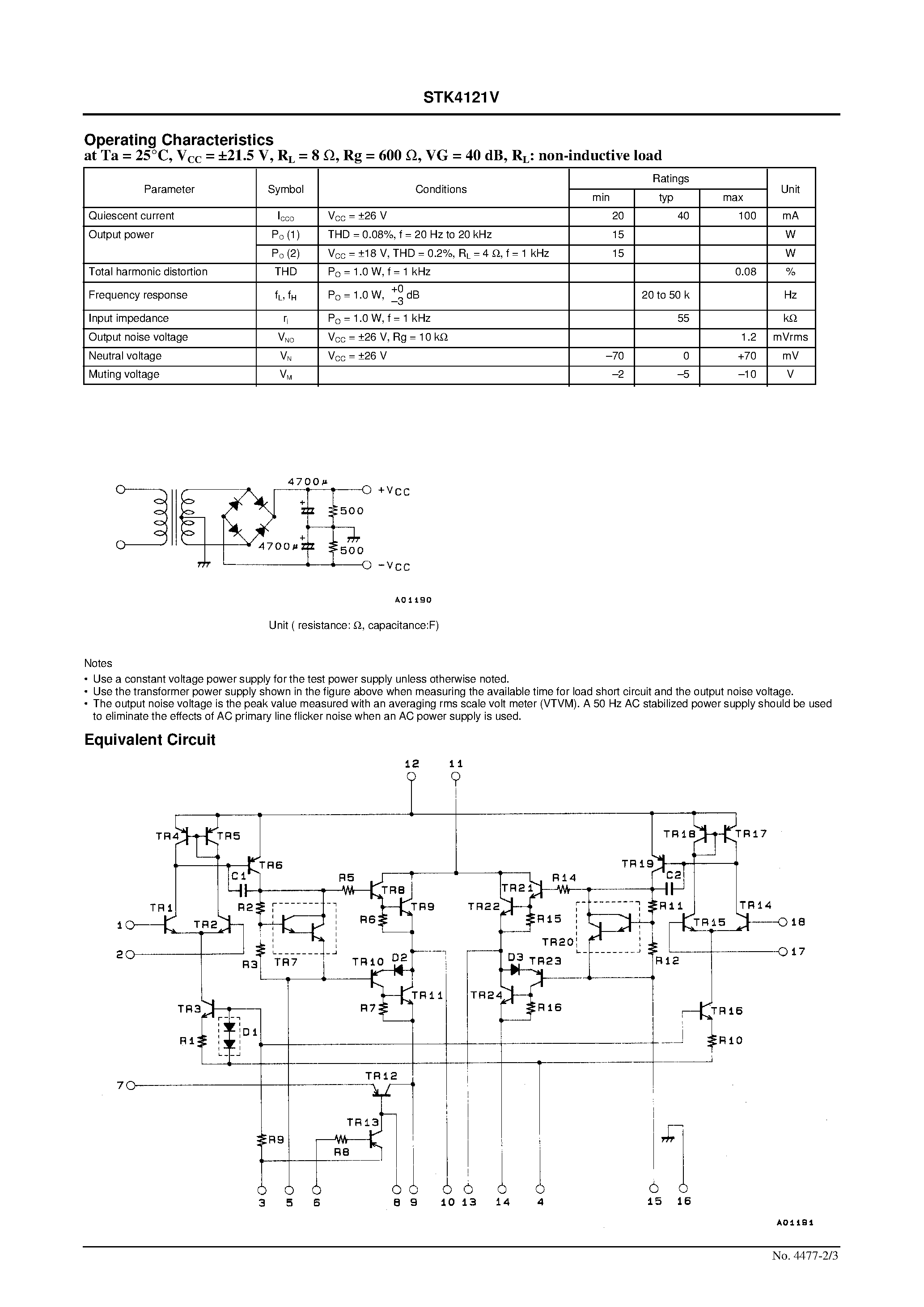 Datasheet STK4121V - AF Power Amplifier page 2