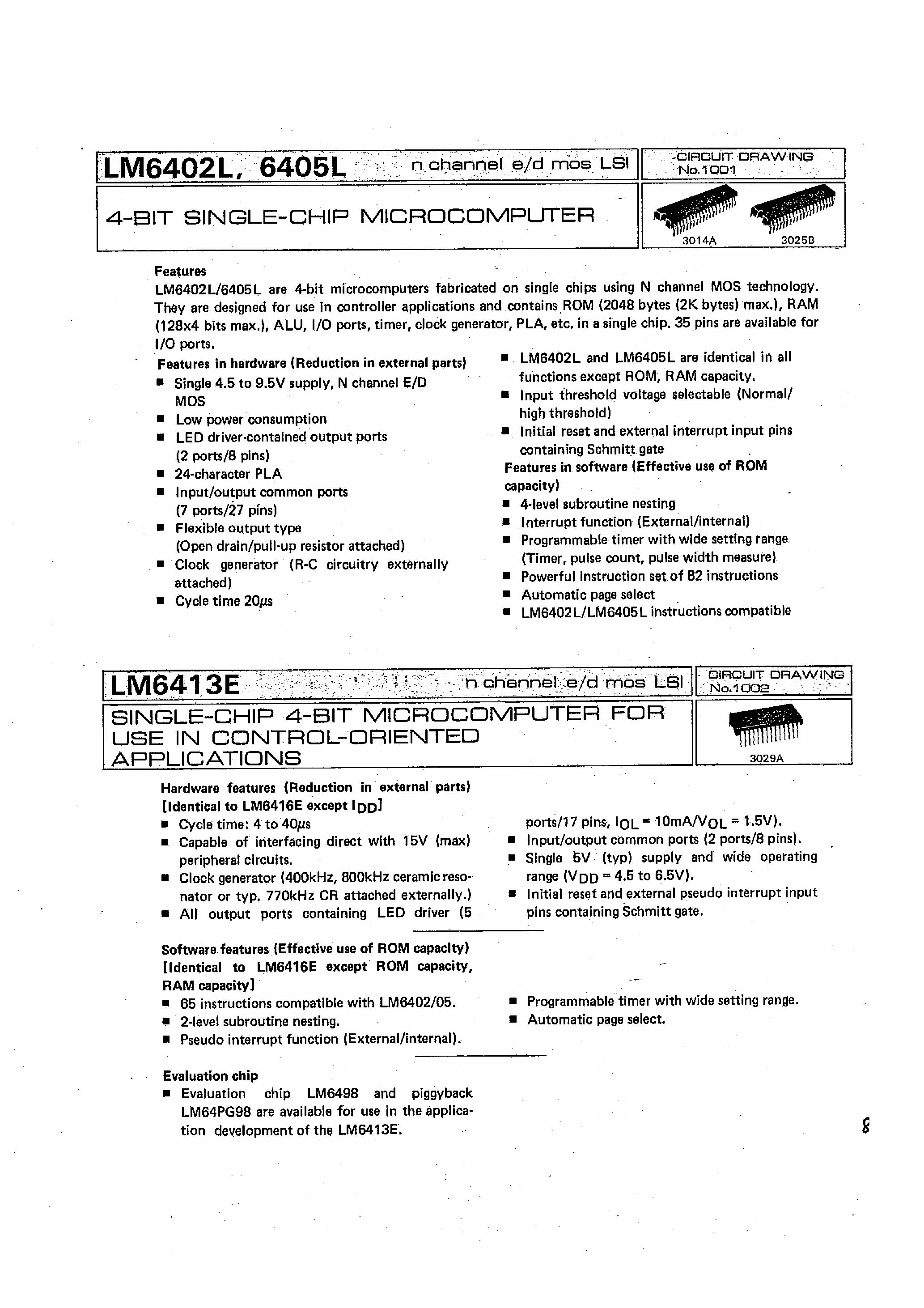 Datasheet LM6405L - 4 Bit Single-Chip Microcomputer page 1