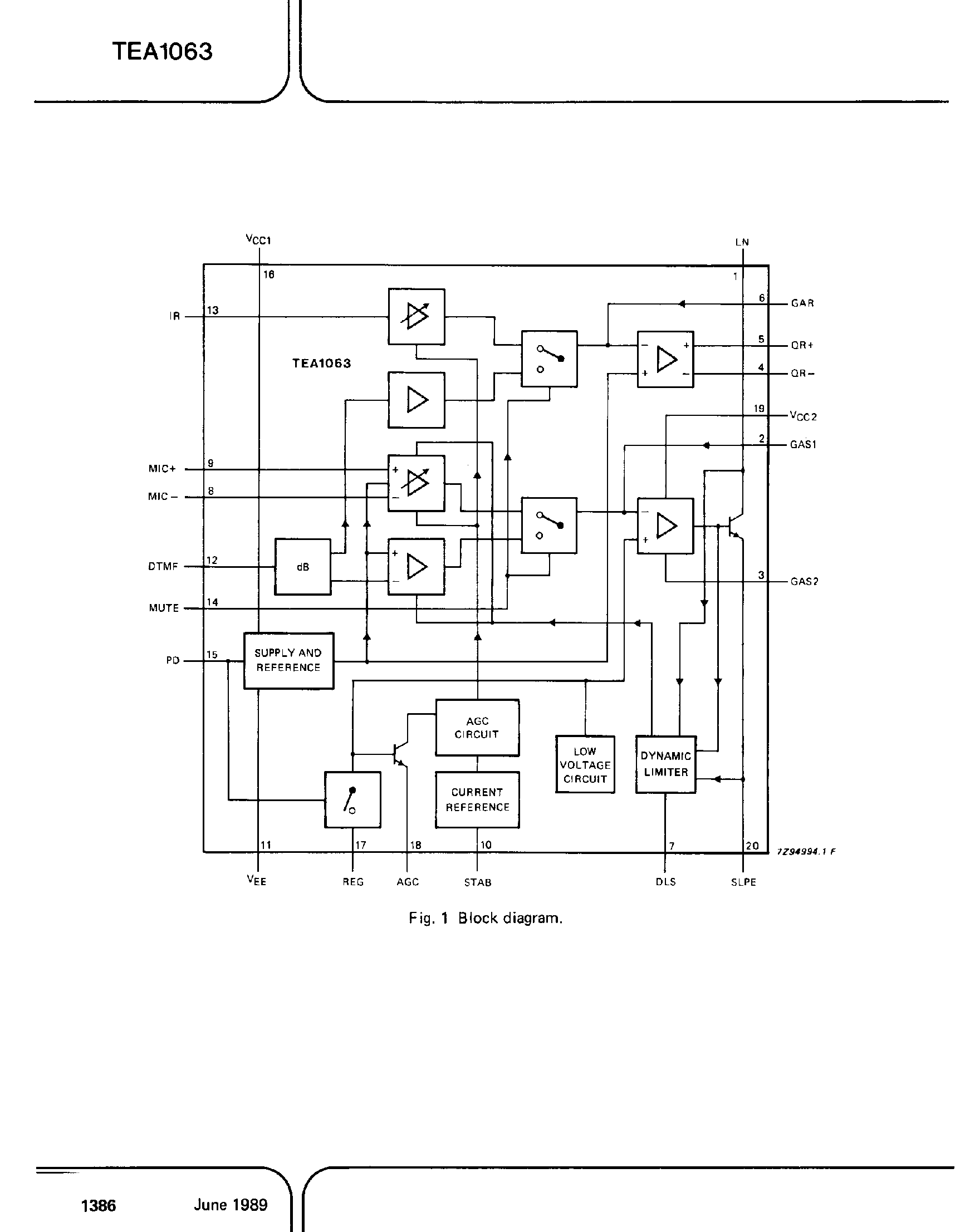 Даташит TEA1063 - Low Voltage Versatile Telephone Transmission Circuit страница 2