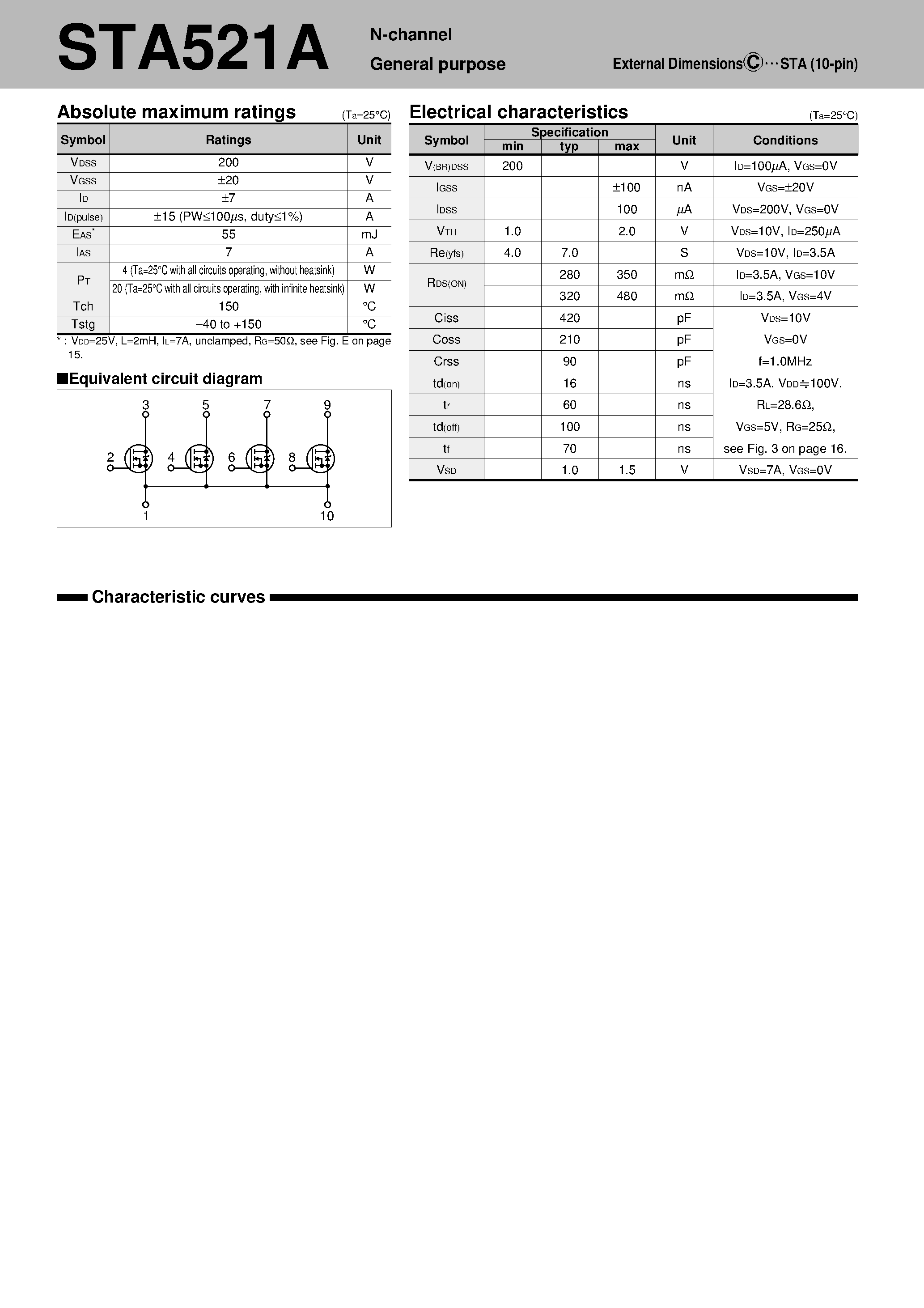 Даташит STA521A - S-shape Correction Switch For CRT Display страница 1