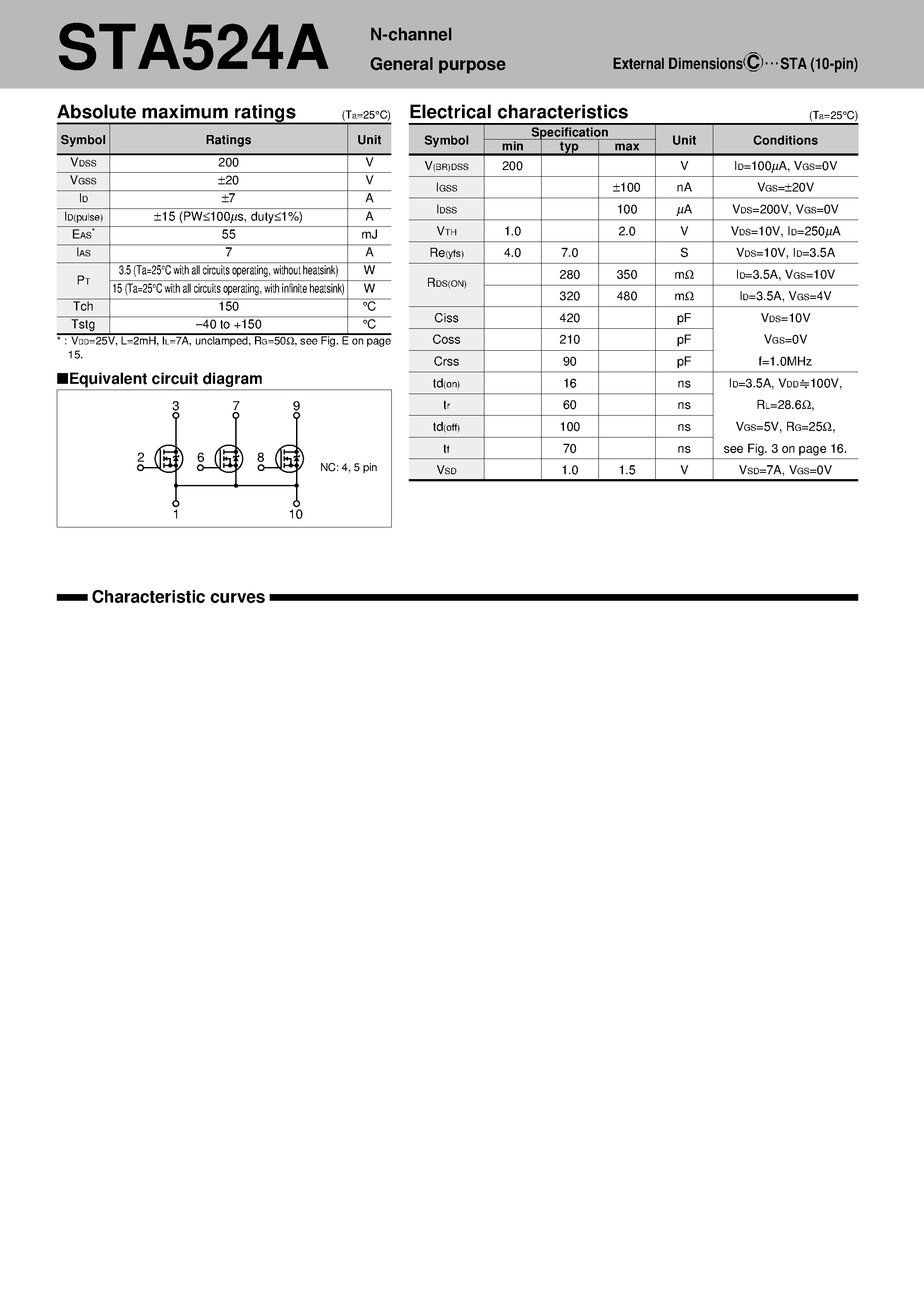 Даташит STA524A - S-shape Correction Switch For CRT Display страница 1