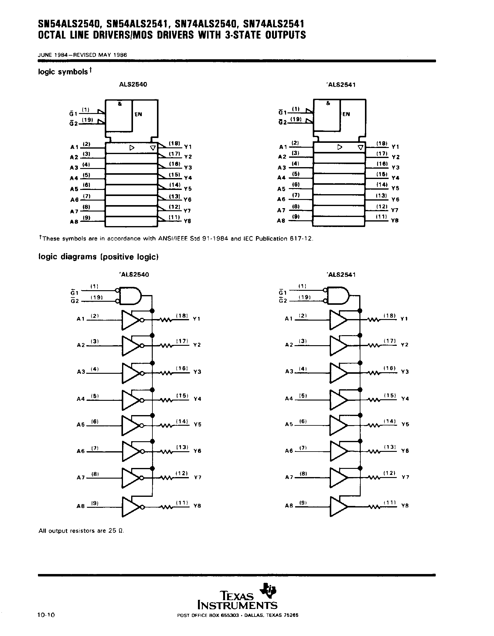 Datasheet SN74ALS2540 - Octal Line Drivers / MOS Drivers with 3 State Outputs page 2