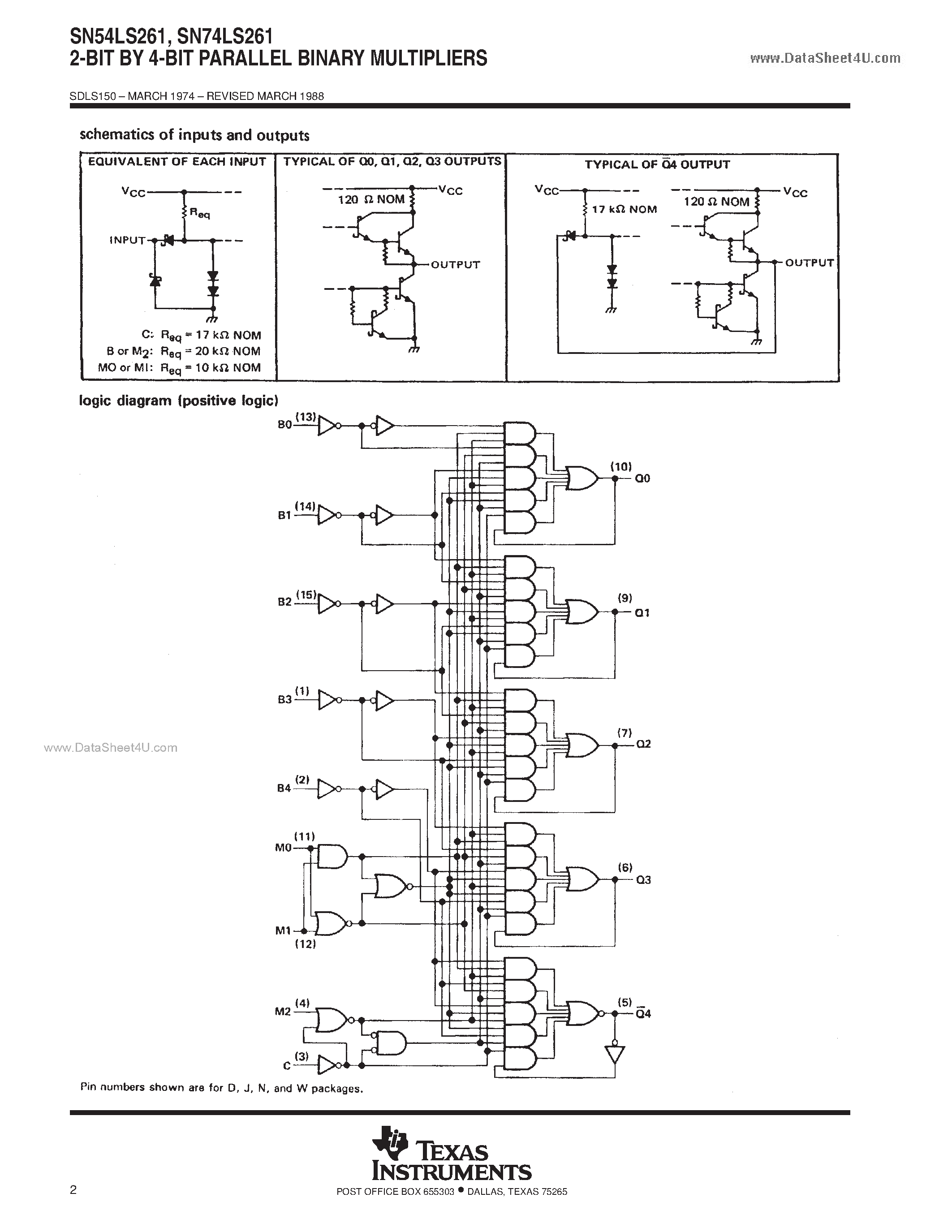 Даташит SN74LS261 - 2 Bit x 4 Bit Parallel Binary Multipliers страница 2