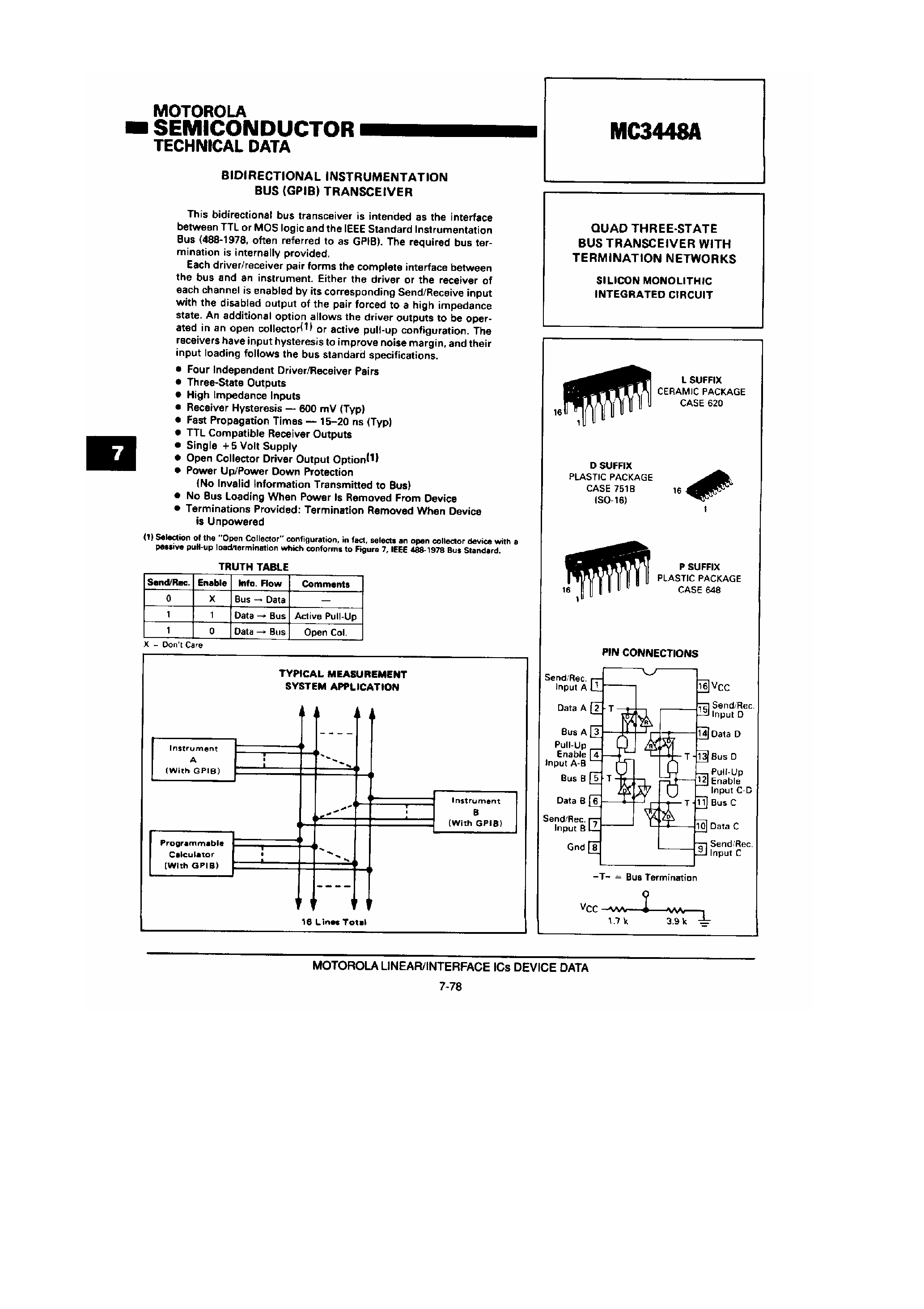 Даташит MC3448A - Bidirectional Instrumentation Bus Transceiver страница 1