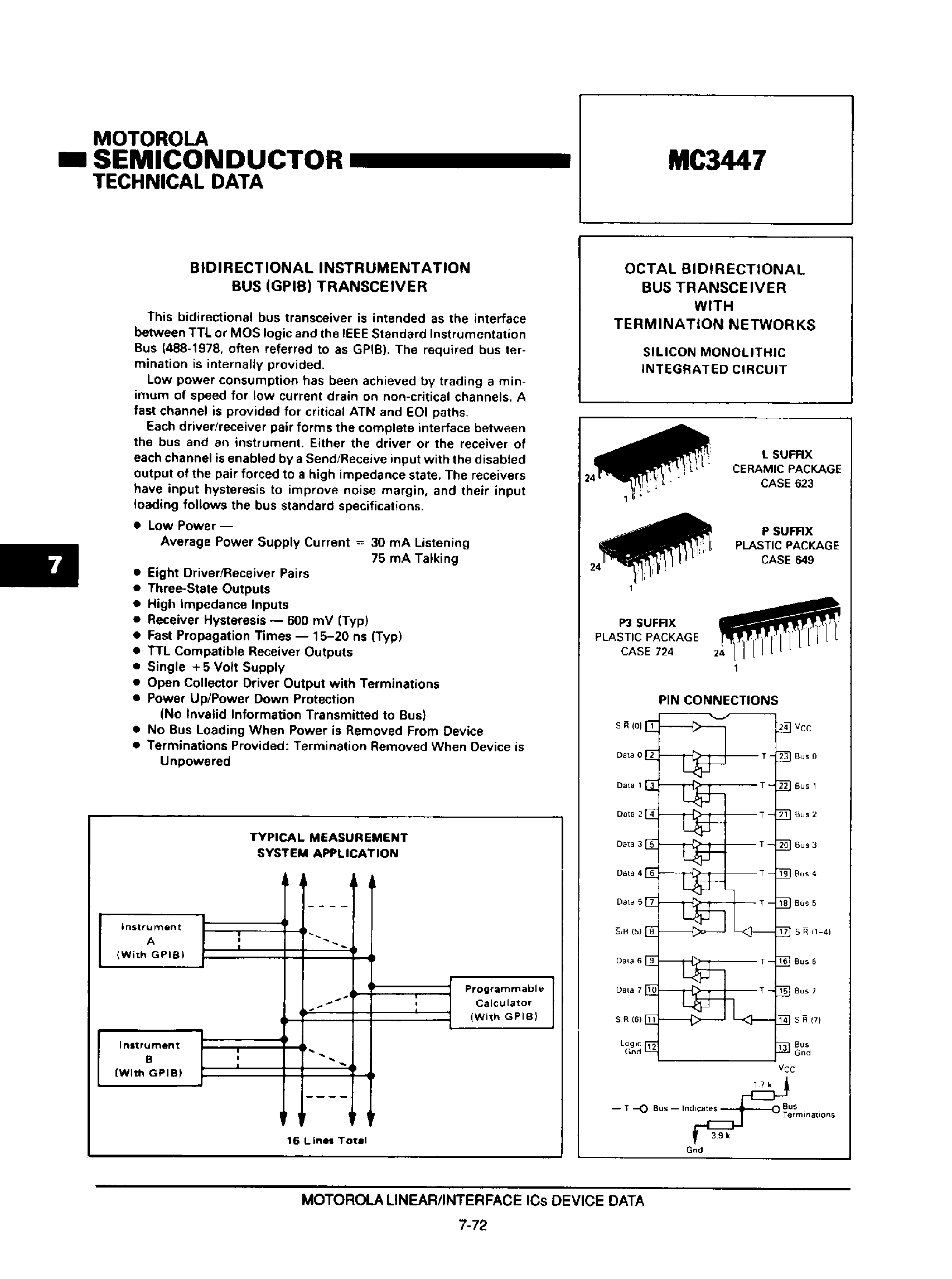 Даташит MC3447 - Bidirectional Instrumentation Bus Transceiver страница 1