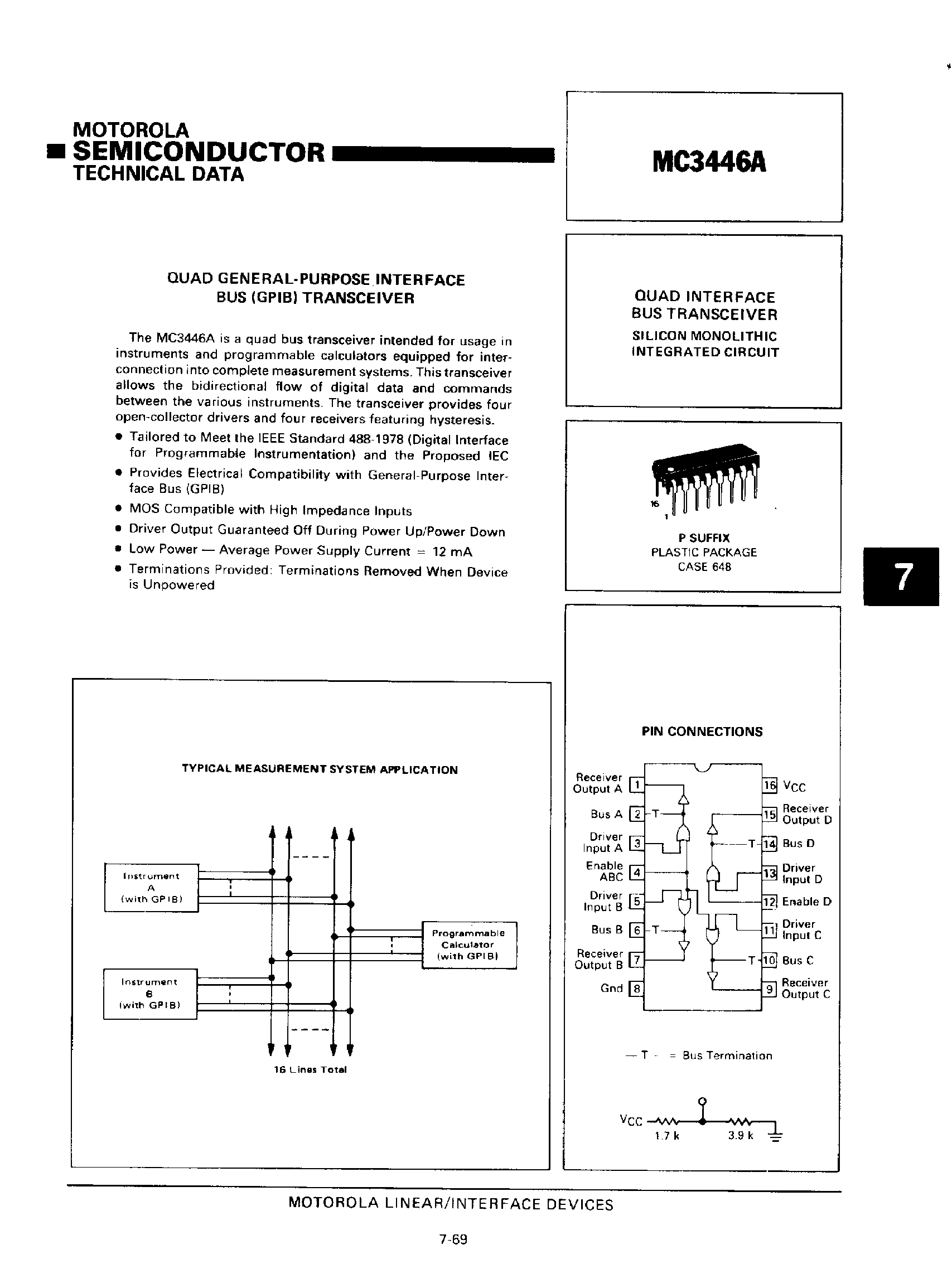 Даташит MC3446A - Quad General Purpose Interface Bus Transceiver страница 1