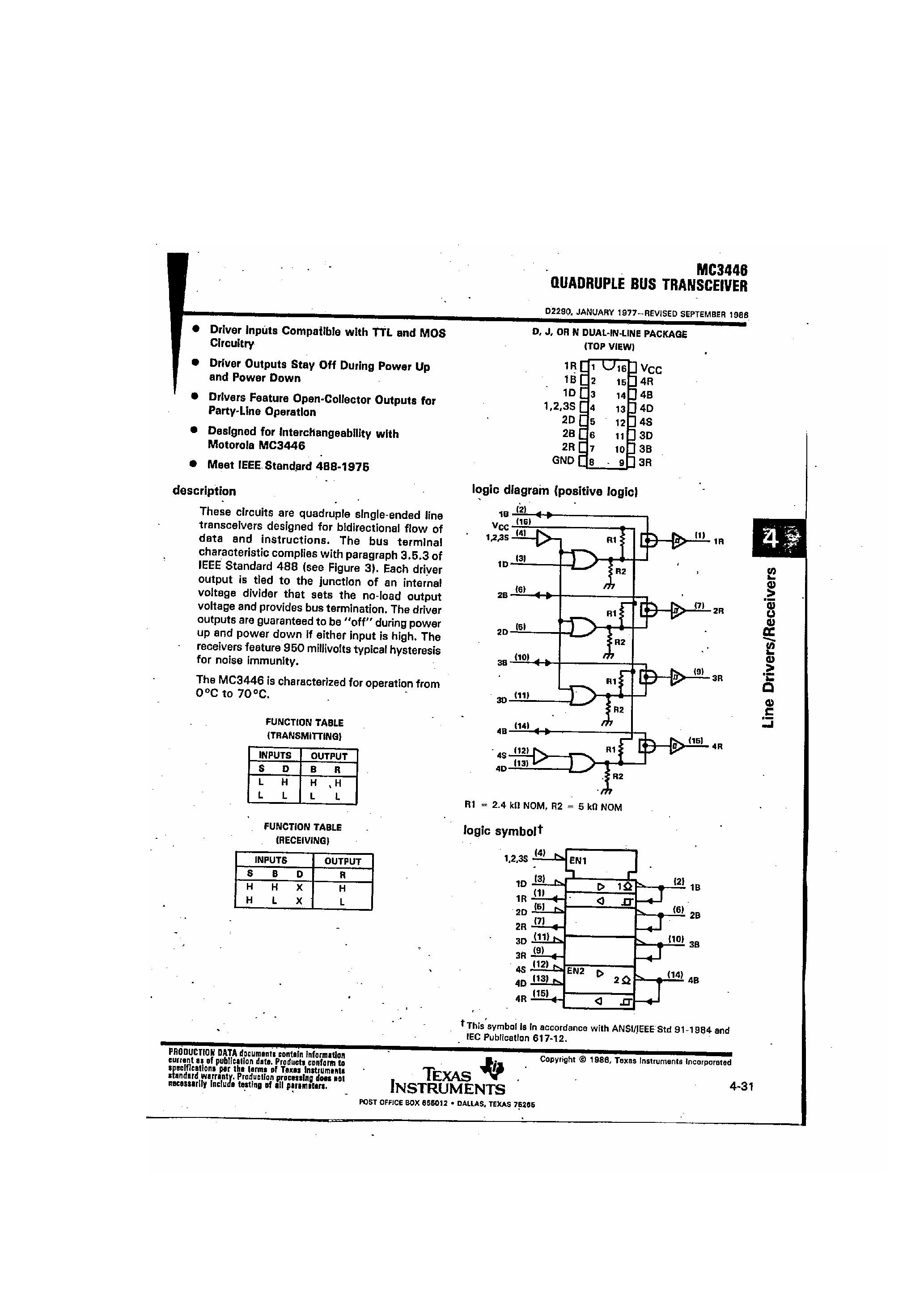 Даташит MC3446 - Quad Bus Transceiver страница 1