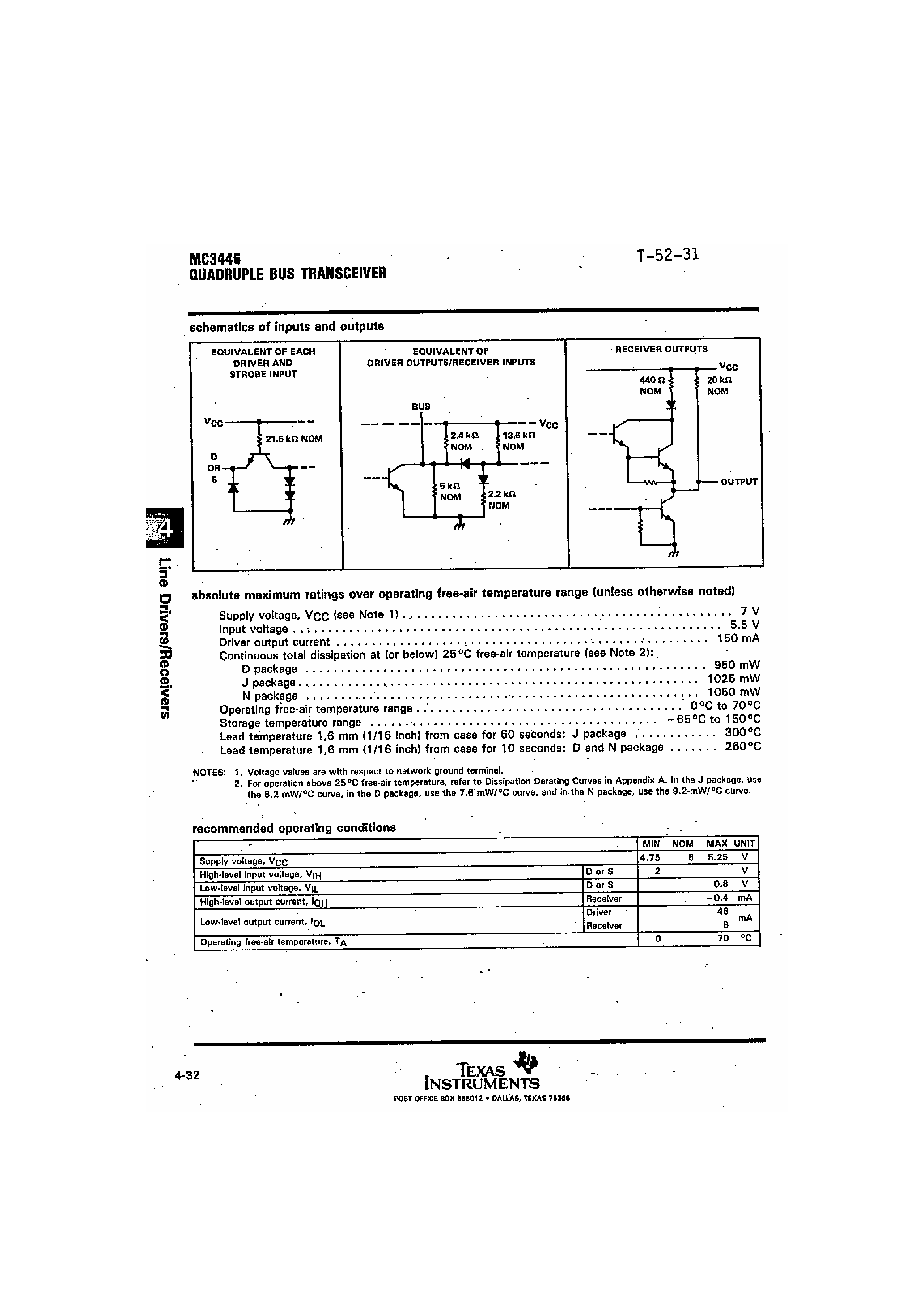 Даташит MC3446 - Quad Bus Transceiver страница 2