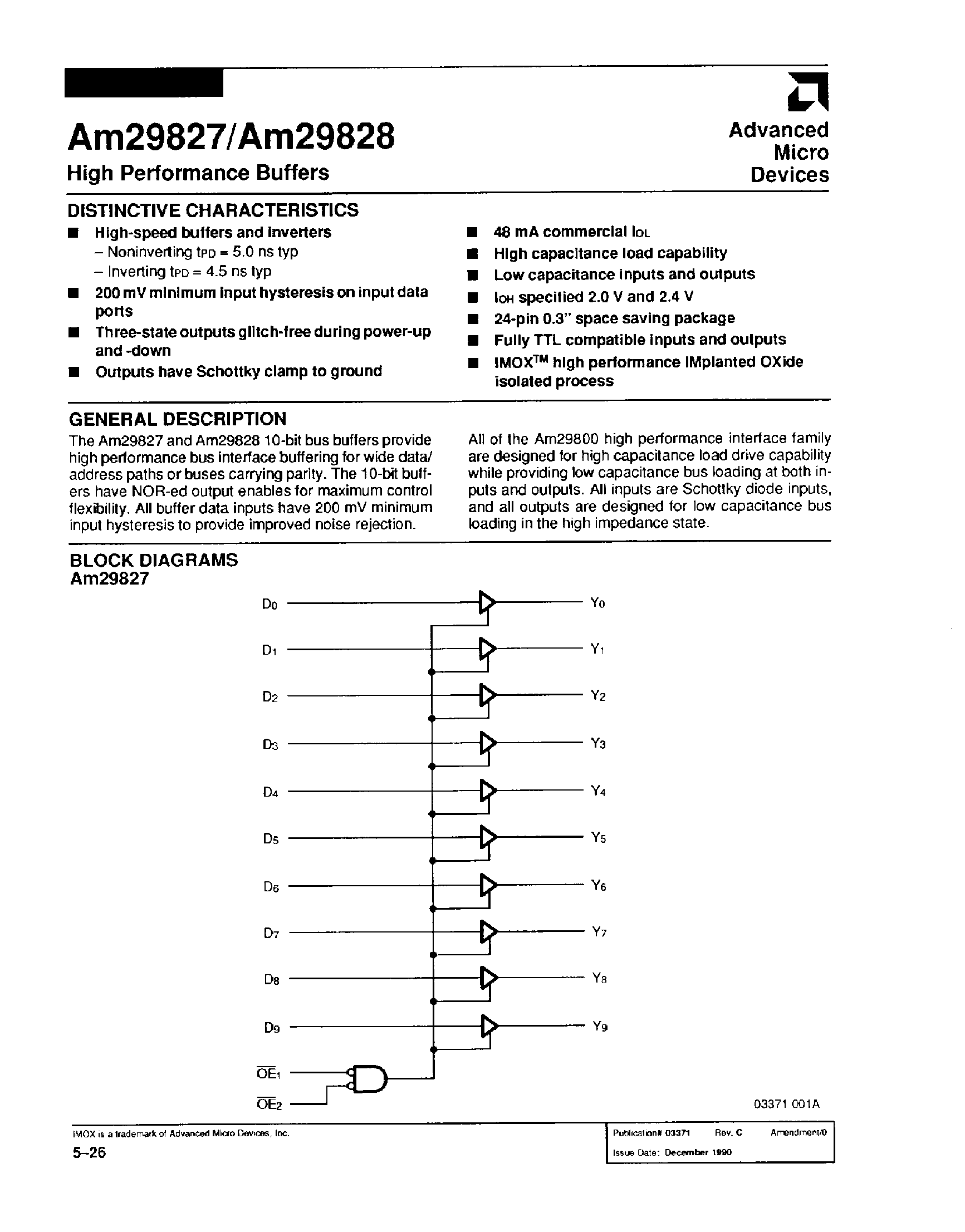 Datasheet AM29827 - (AM29828) High Performance Buffers page 1