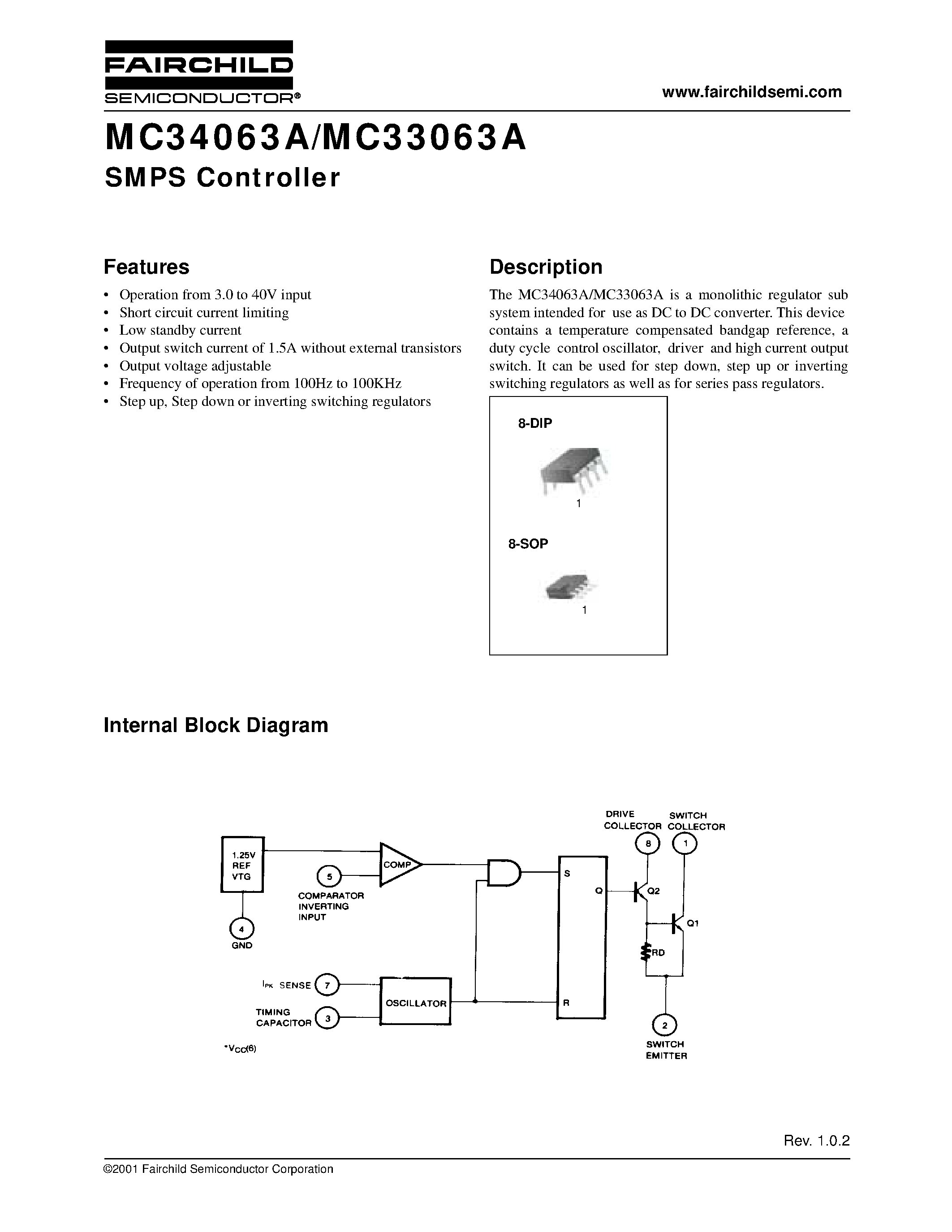 Даташит MC34063A - SMPS Controller страница 1