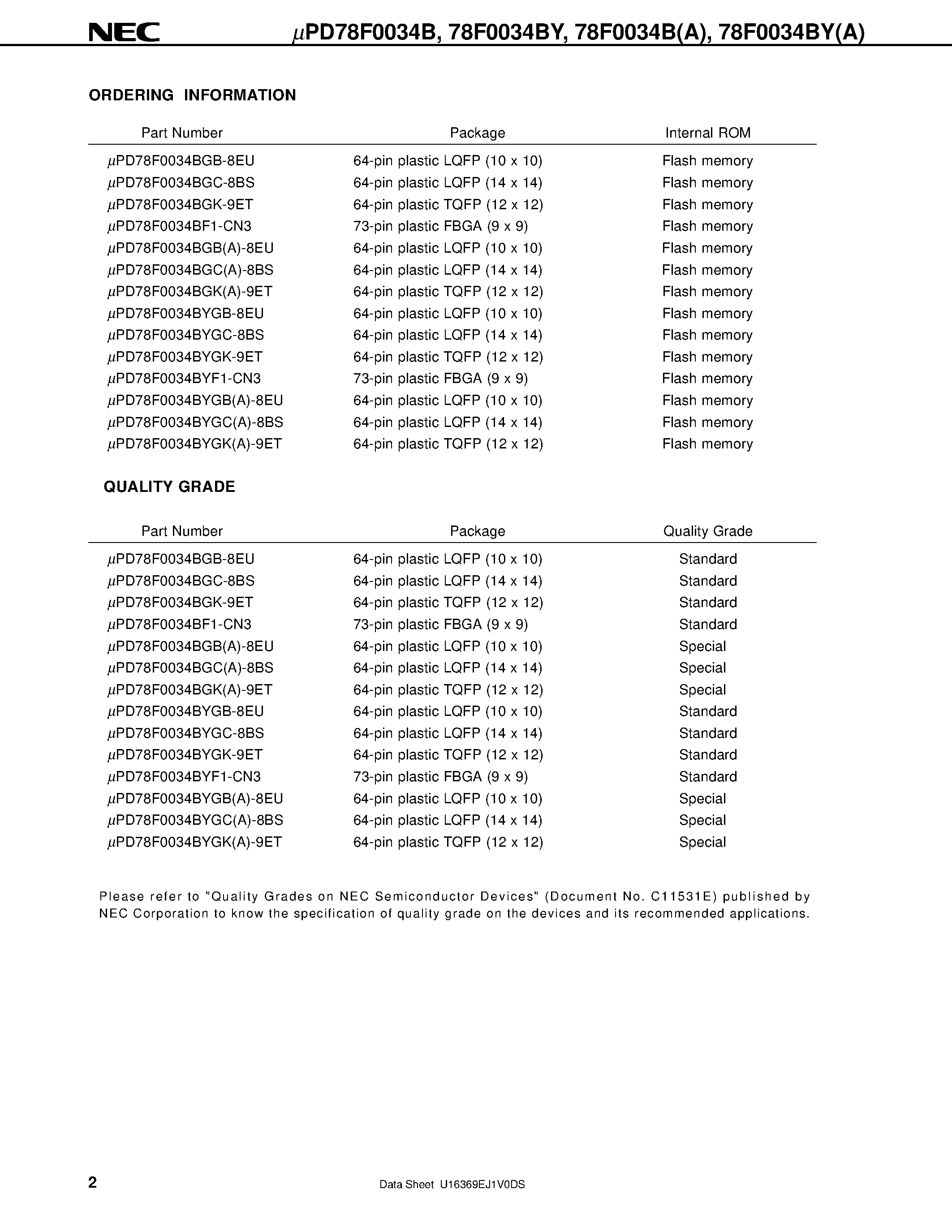 Даташит UPD78F0034B - 8 Bit Single Chip Microcontroller страница 2