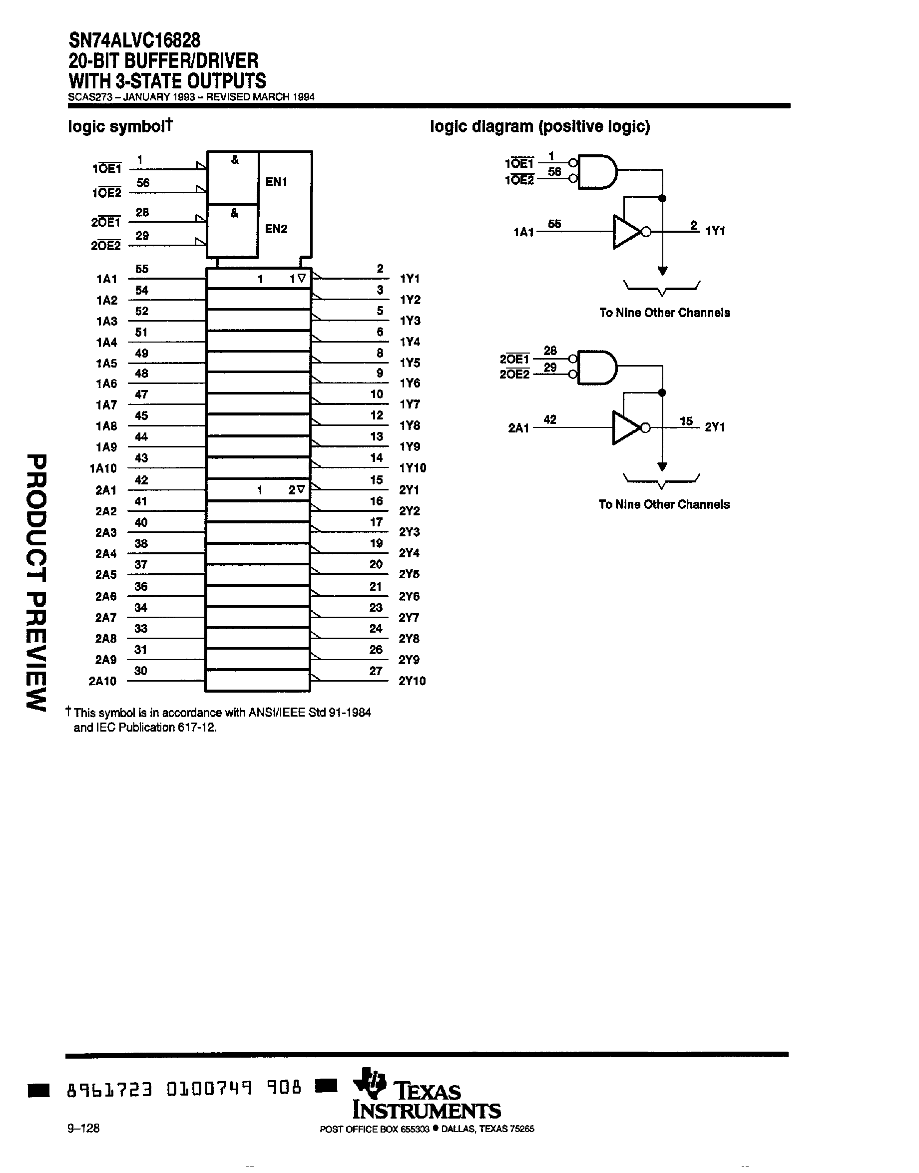 Datasheet SN74ALVC16828 - 20 Bit Buffer / Driver with 3 State Outputs page 2