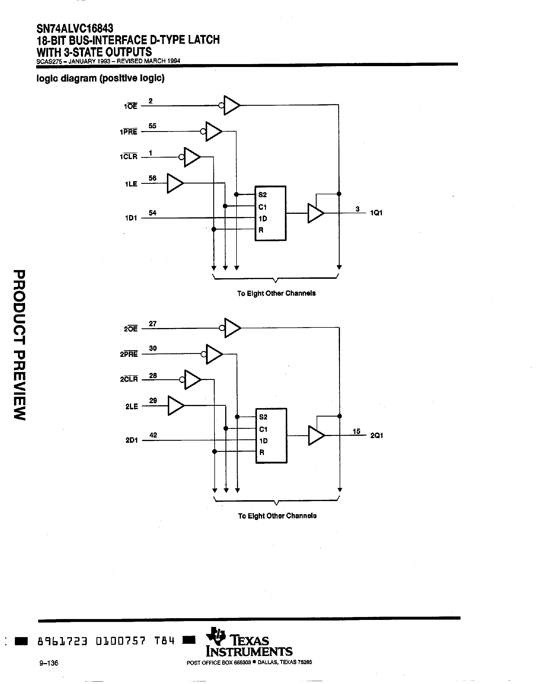 Даташит SN74ALVC16843 - 18 Bit Bus Interface D-Type Latch with 3 State Outputs страница 2