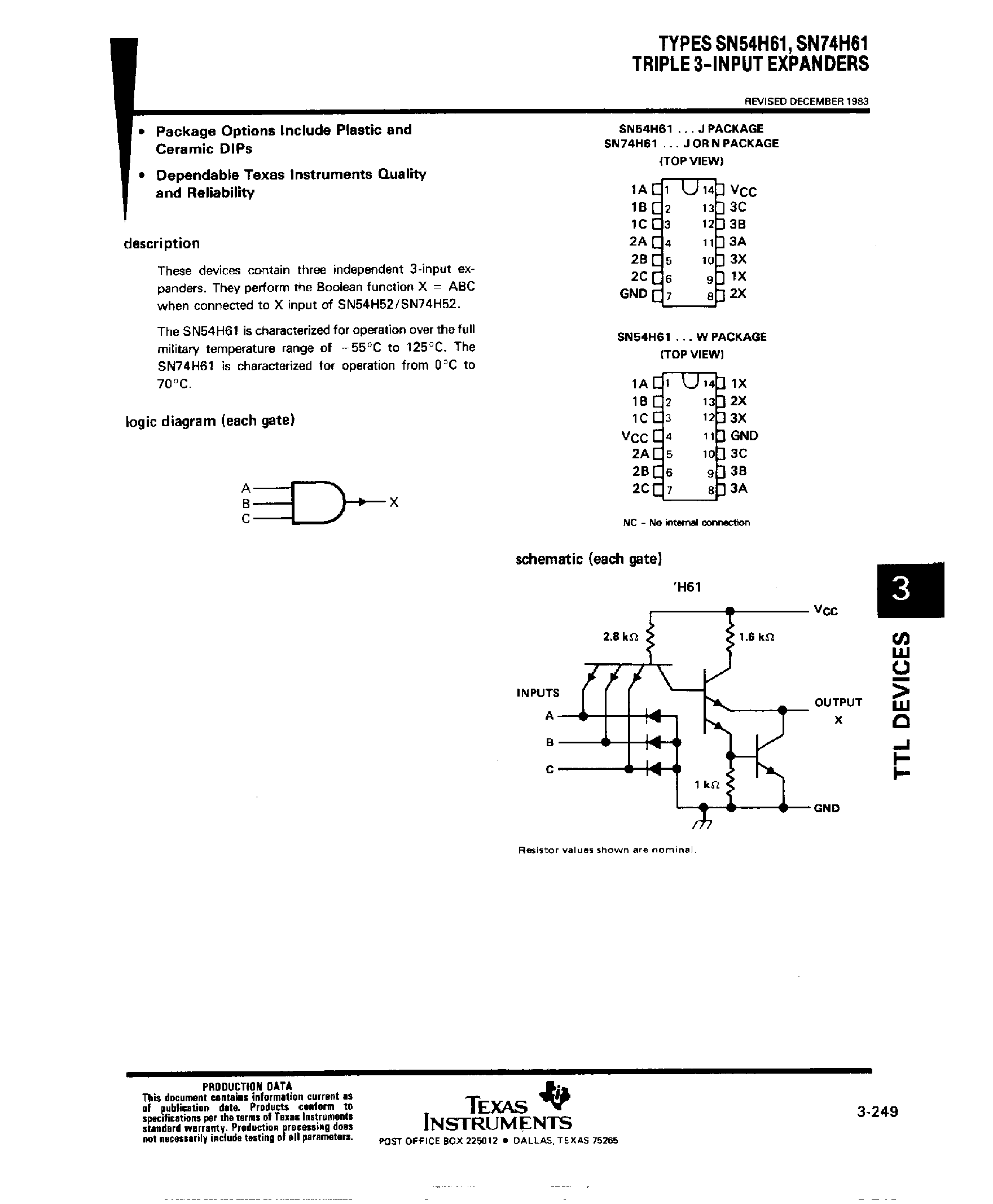 Даташит SN74H61 - Triple 3 Input Expanders страница 1