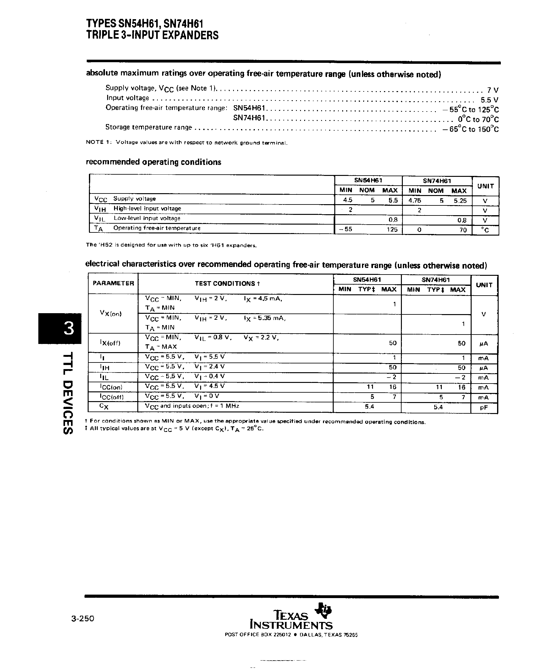 Даташит SN74H61 - Triple 3 Input Expanders страница 2