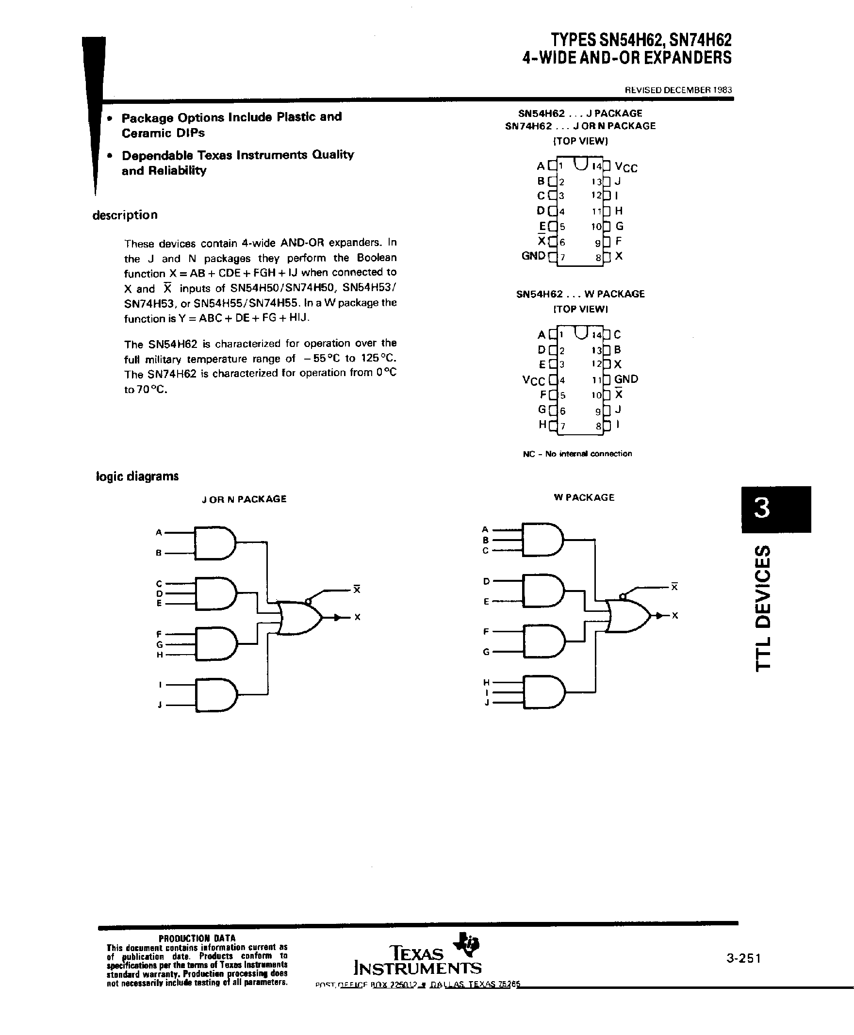 Даташит SN74H62 - 4 Wind And-Or Expanders страница 1