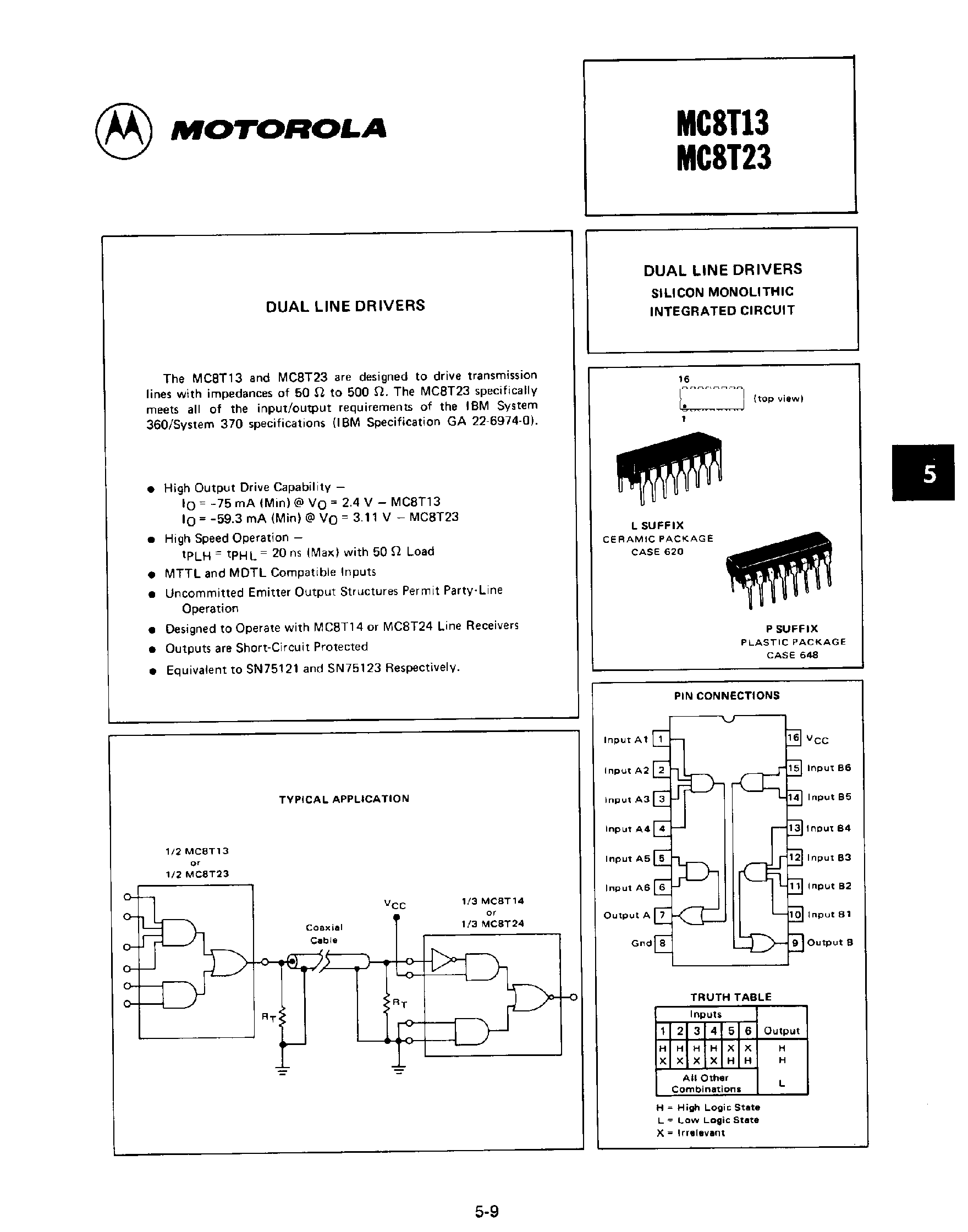 Datasheet MC8T23 - (MC8T13) Dual Line Drivers page 1