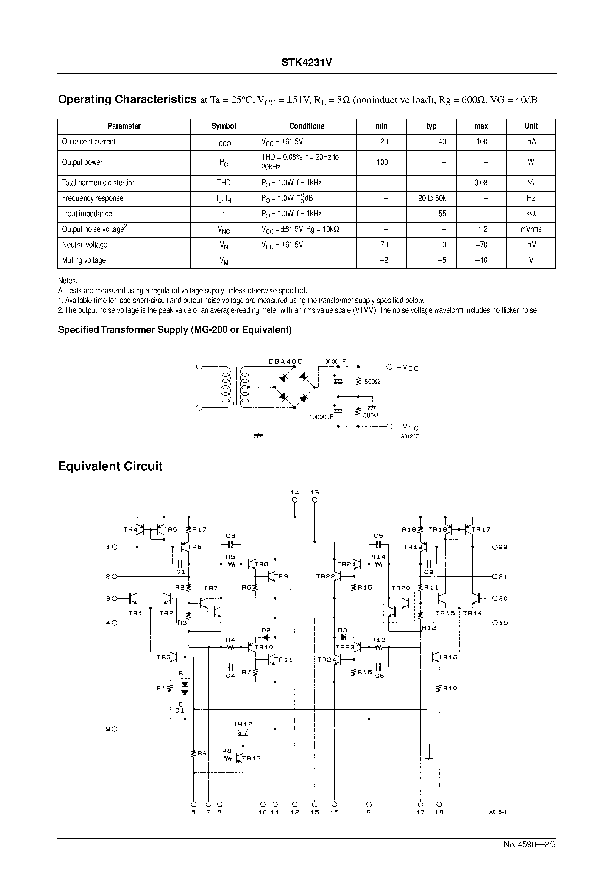 Datasheet STK4231V - AF Power Amplifier page 2