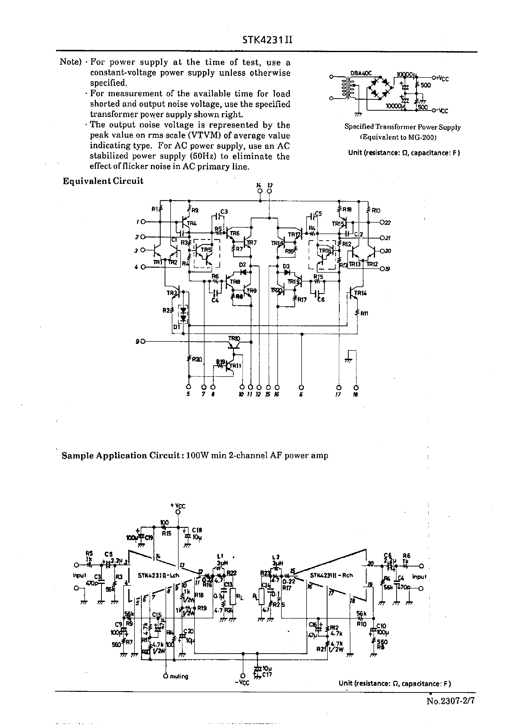 Datasheet STK4231II - 2ch AF Power Amplifier page 2