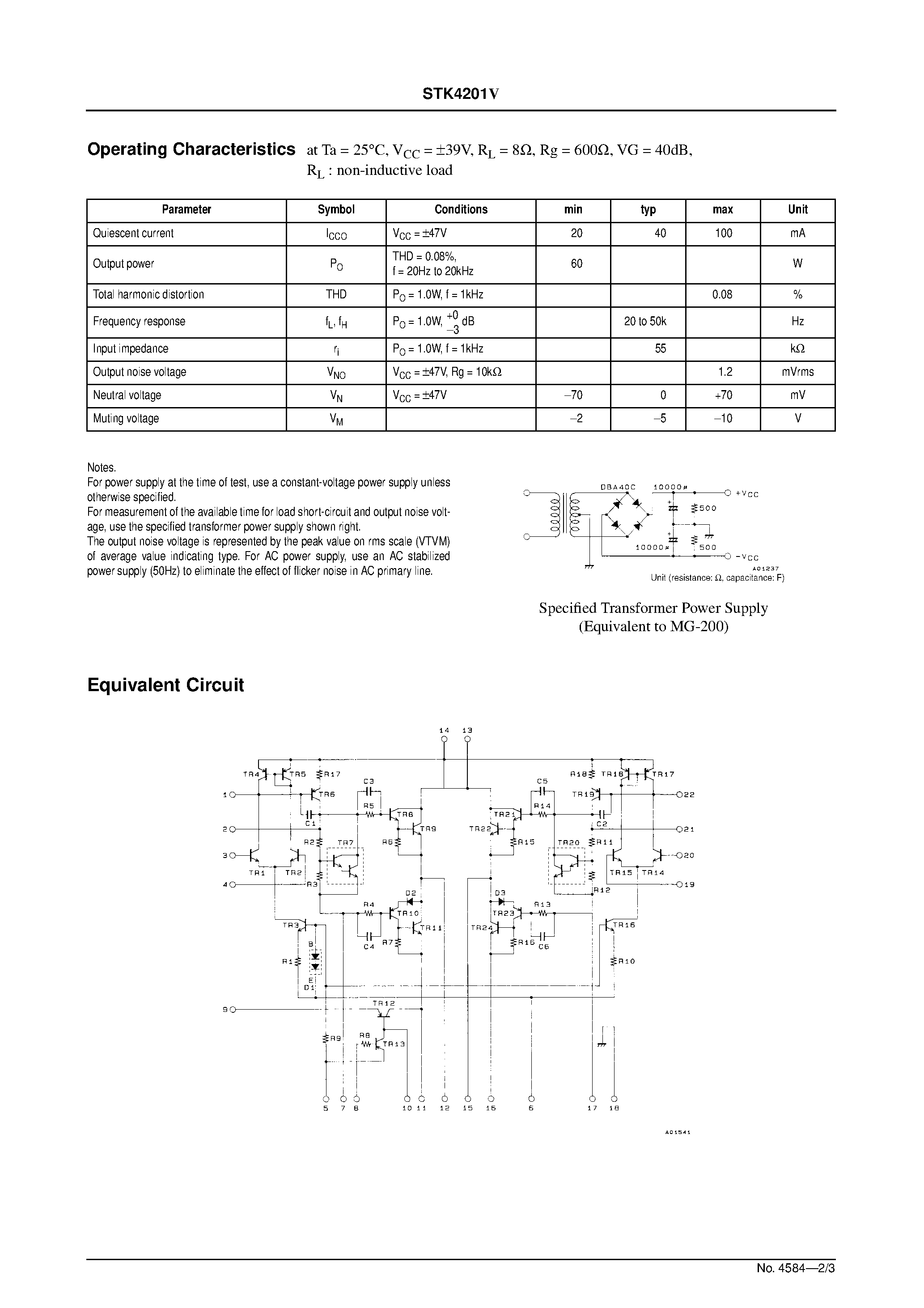 Datasheet STK4201V - AF Power Amplifier page 2