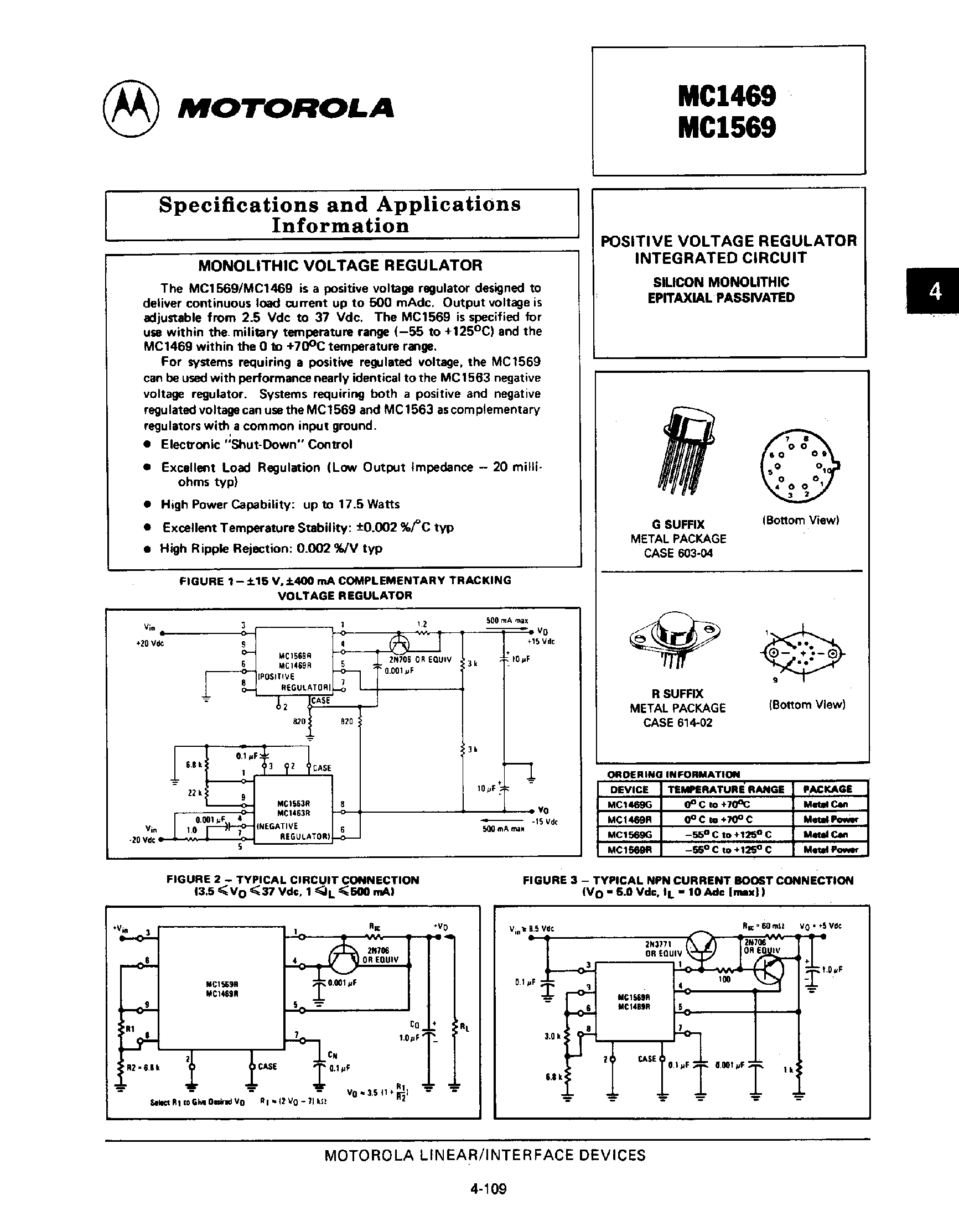 Datasheet MC1469 - Specifications and Applications Information page 1