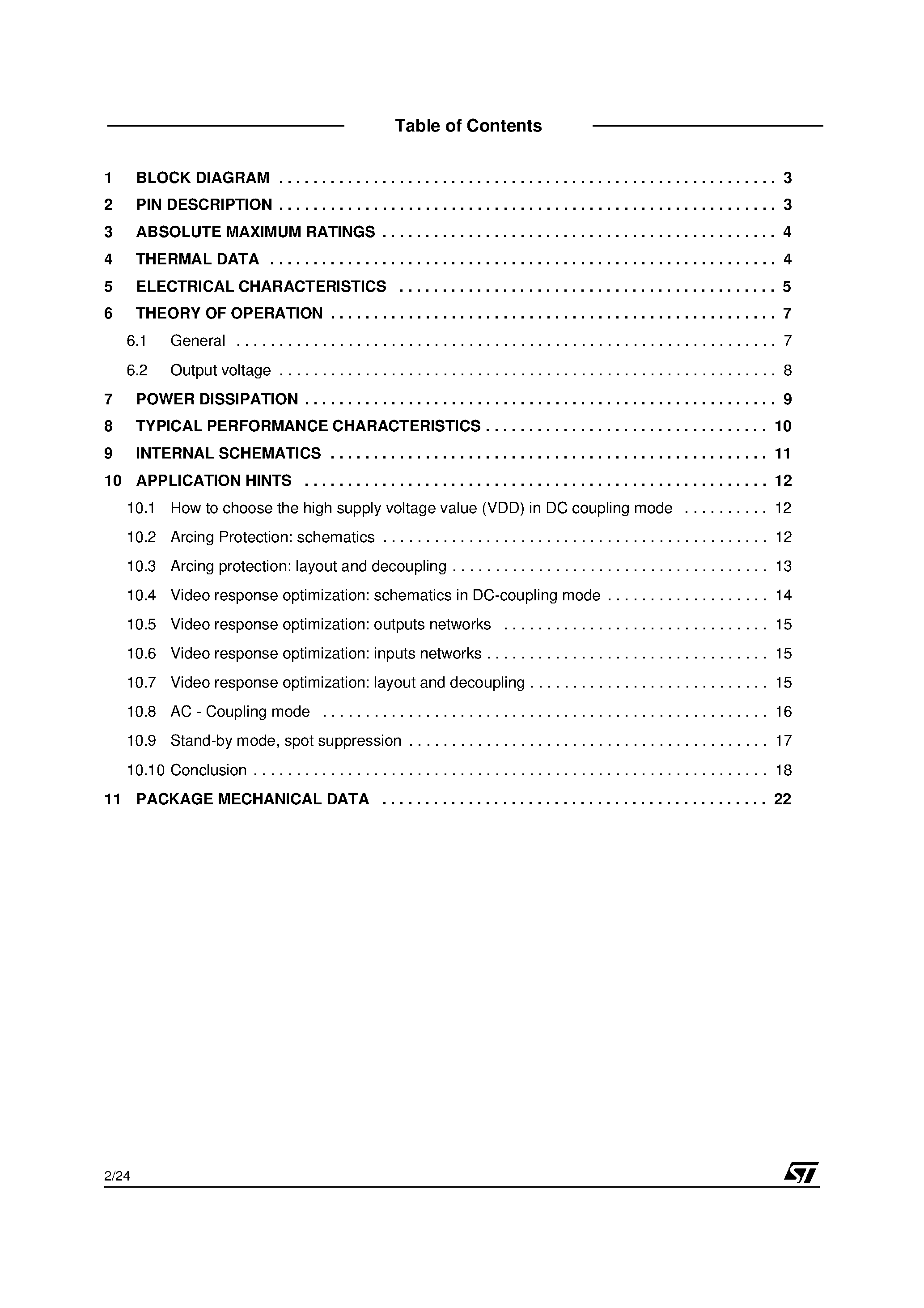 Datasheet STV9556 - 7.5 ns TRIPLE-CHANNEL HIGH VOLTAGE VIDEO AMPLIFIER page 2