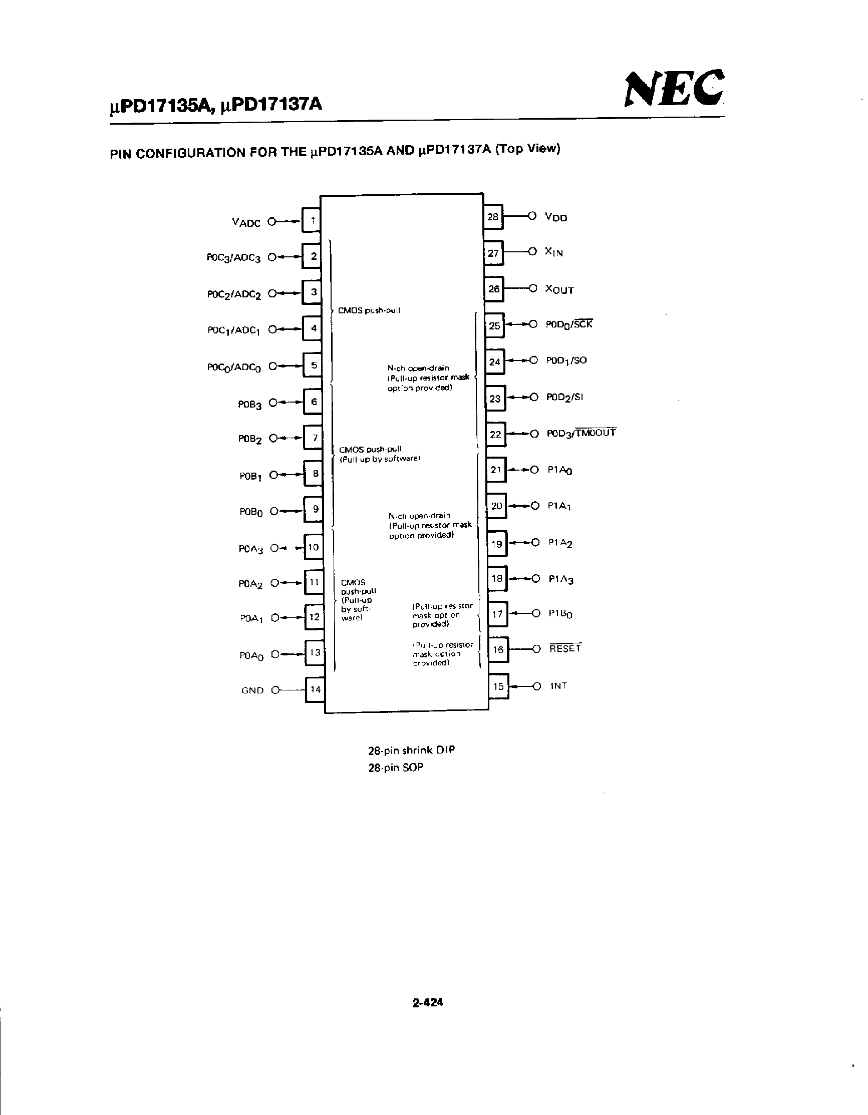 Datasheet UPD17135A - (UPD17137A) 4 Bit Microcontroller page 2