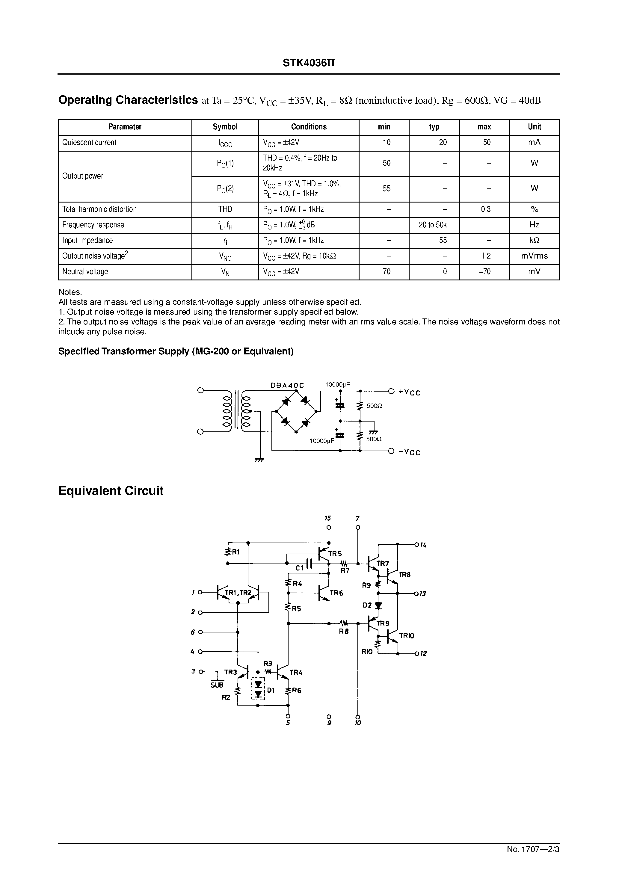 Datasheet STK4036II - AF Power Amplifier page 2