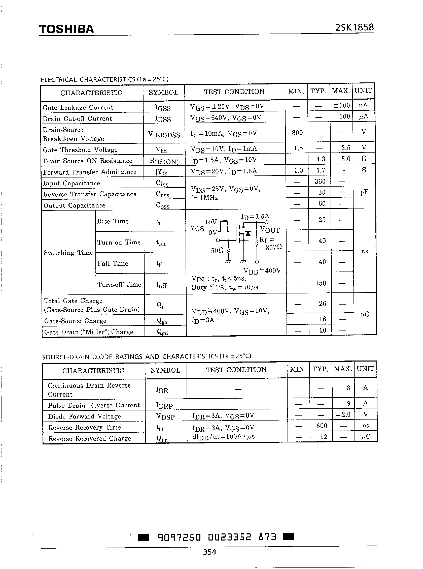 Datasheet 2SK1858 - Silicon N Channel MOS Type page 2