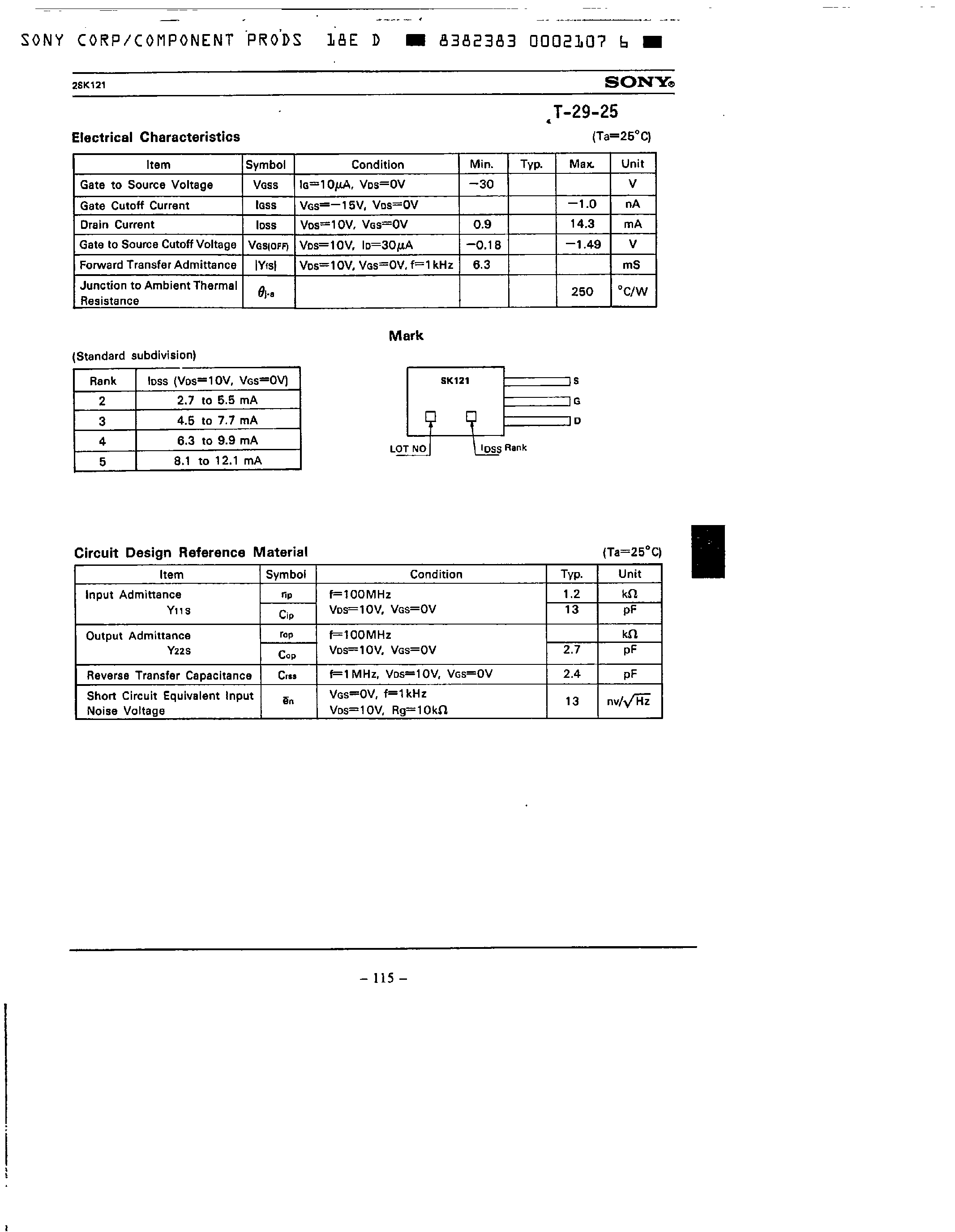 Datasheet 2SK121 - Silicon N Channel Junction FET page 2