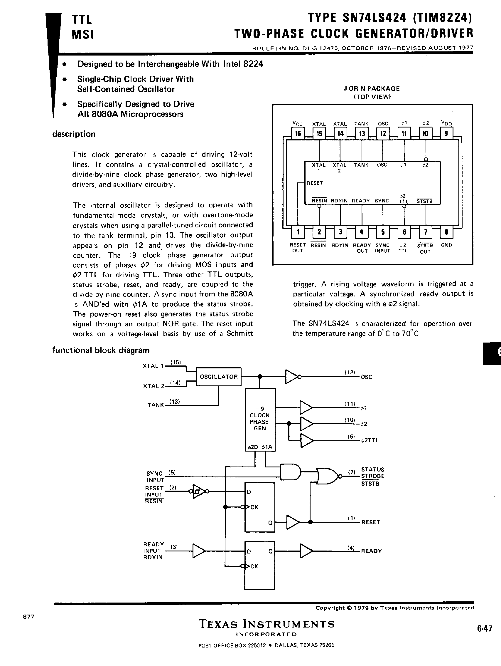 Даташит SN74LS424 - 2 Phase Clock Generator Driver страница 1