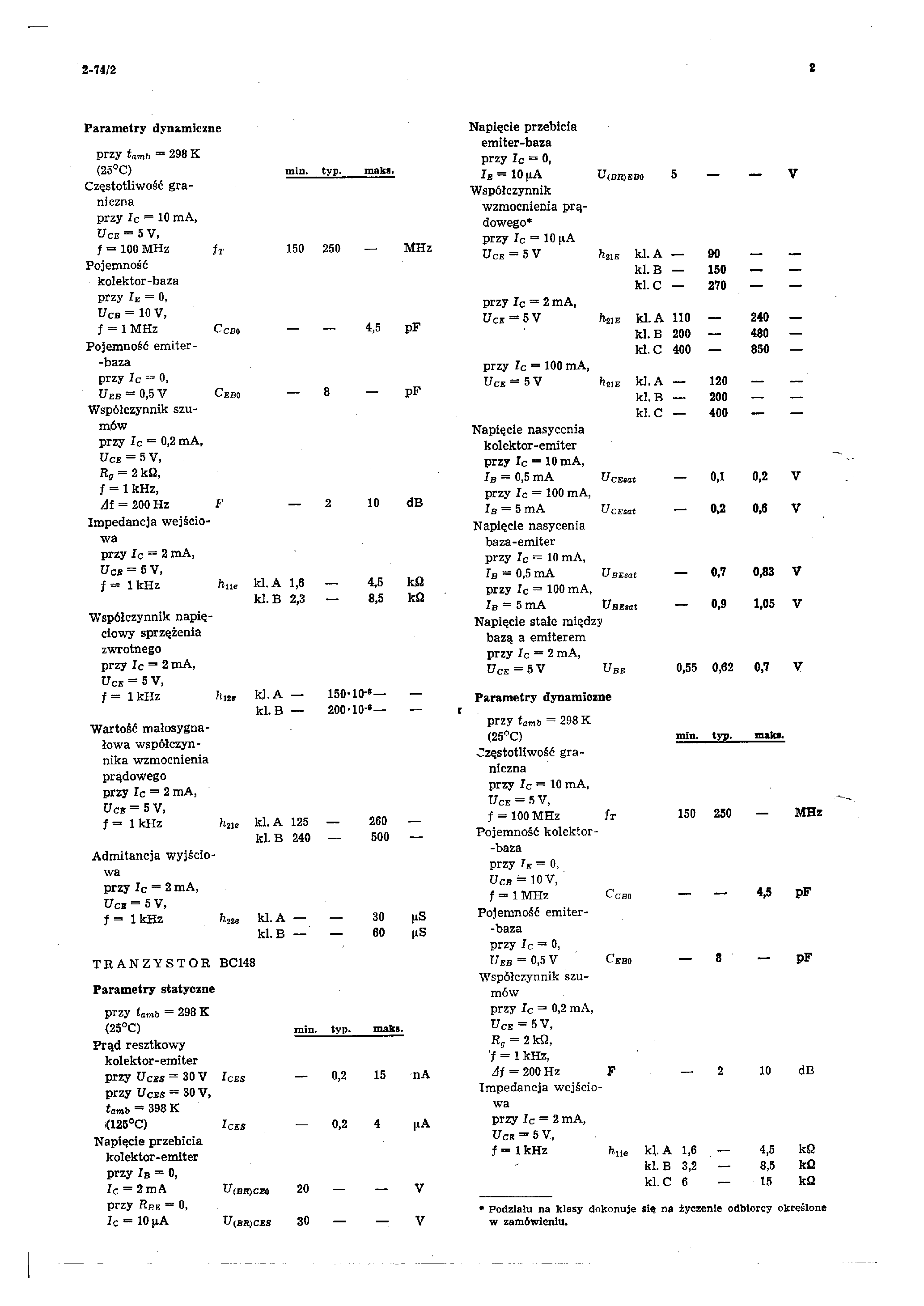 Datasheet BC148 - TRANZYSTORY NPN page 2