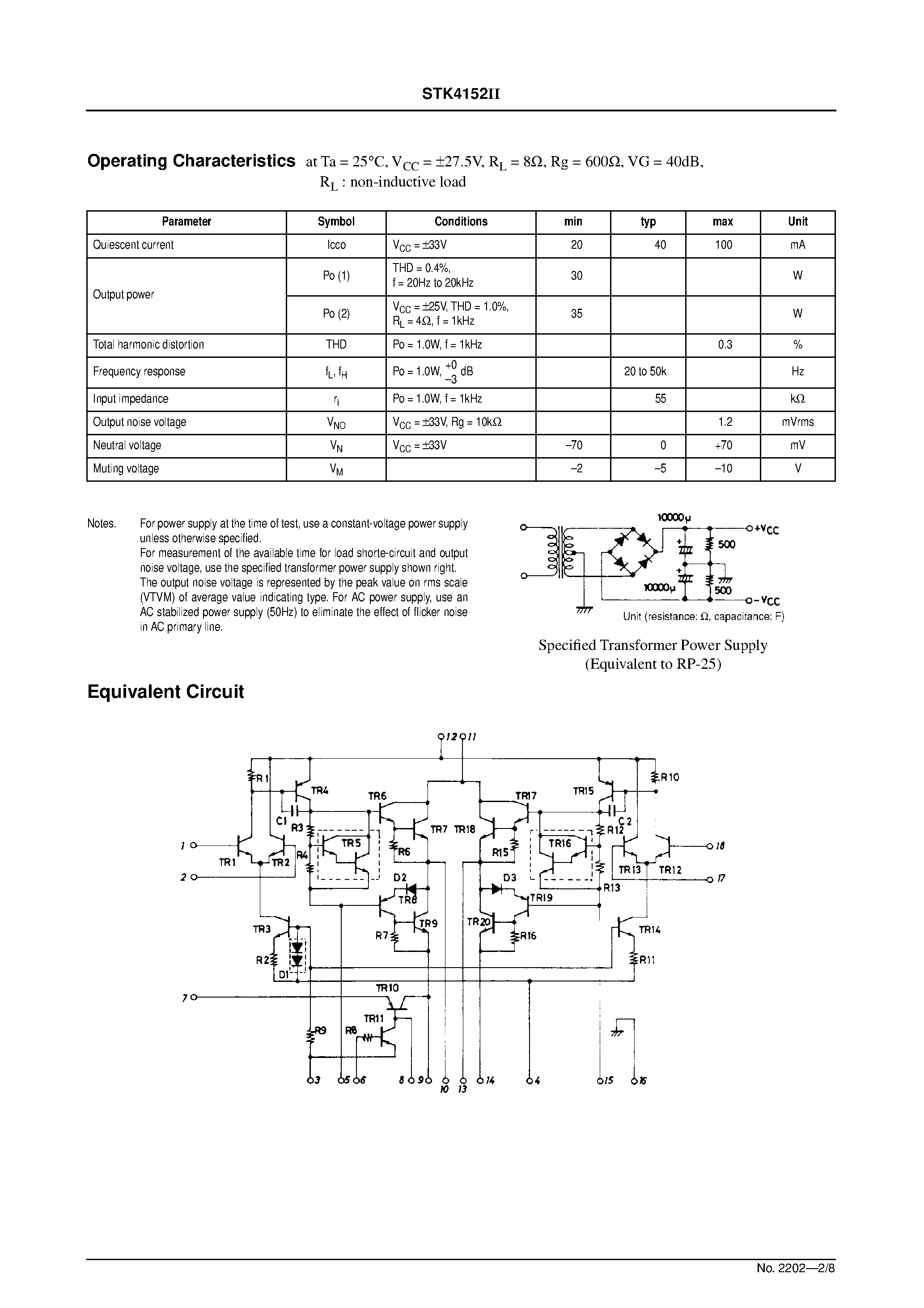 Datasheet STK4152II - AF Power Amplifier page 2