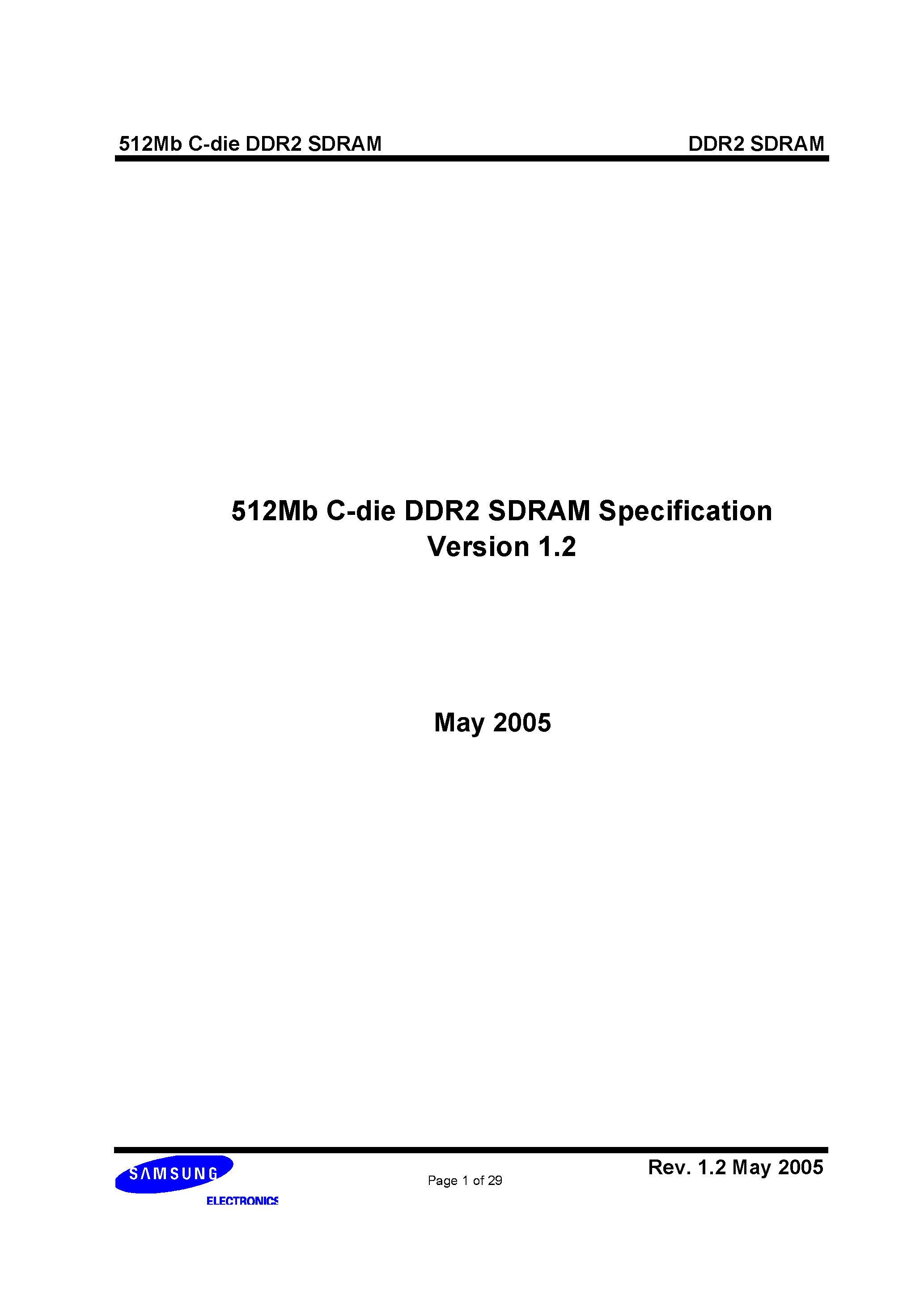 Datasheet K4T51083QC - 512Mb C-die DDR2 SDRAM page 1